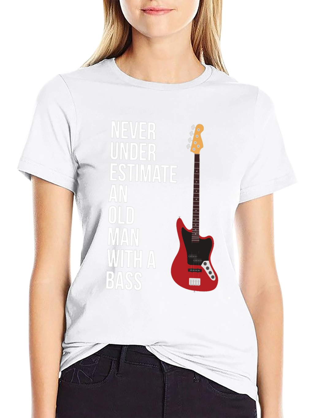 Never Underestimate Old Man With A Bass Graphic Tee