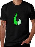 Green Flame Graphic Black T-Shirt