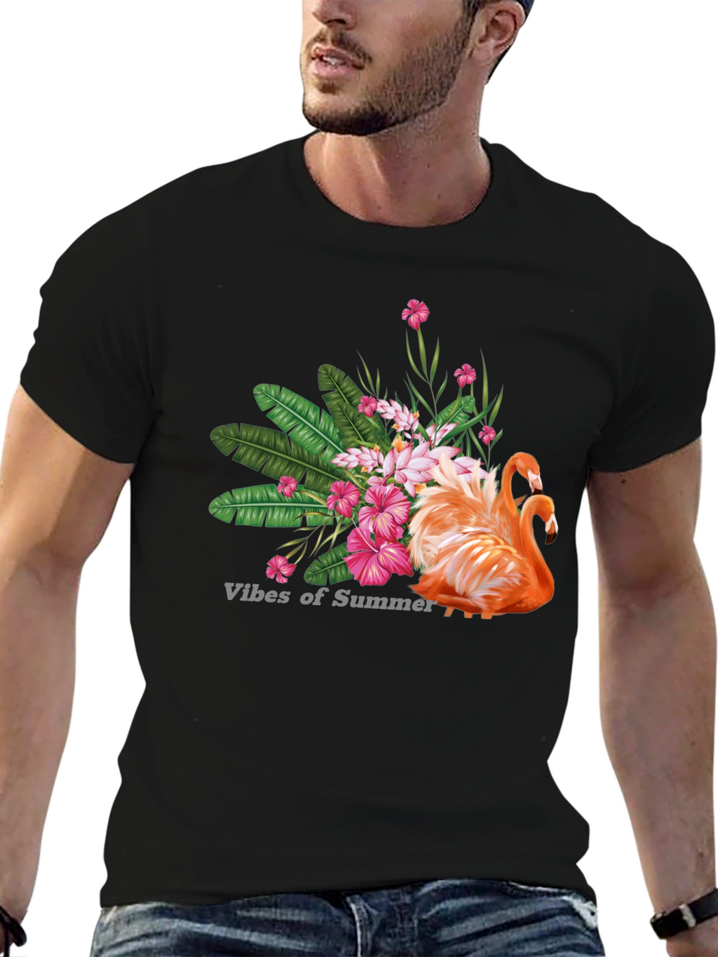 Tropical Flamingo Graphic T-Shirt - Summer Vibes