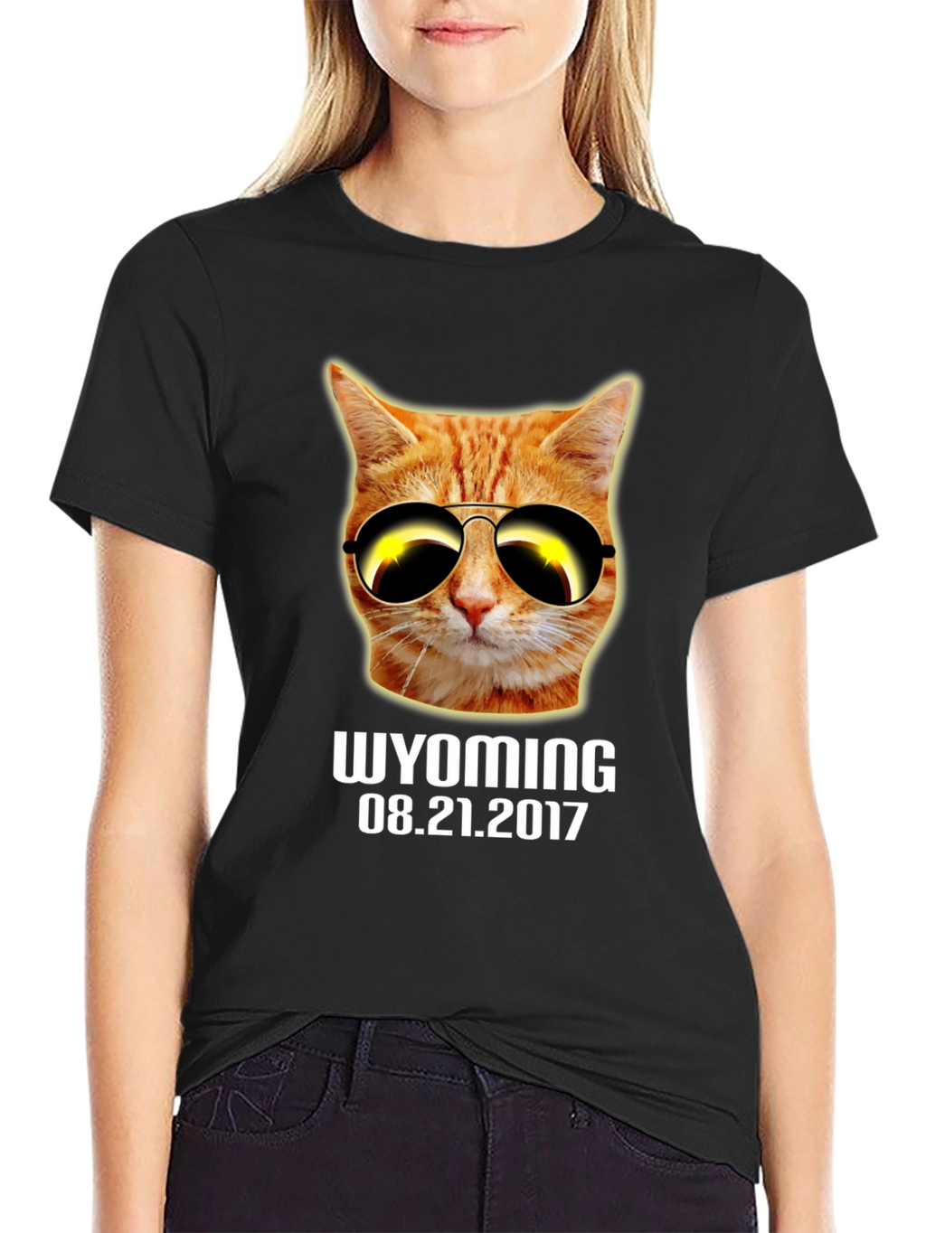 Wyoming 2017 Total Solar Eclipse Cat T-Shirt