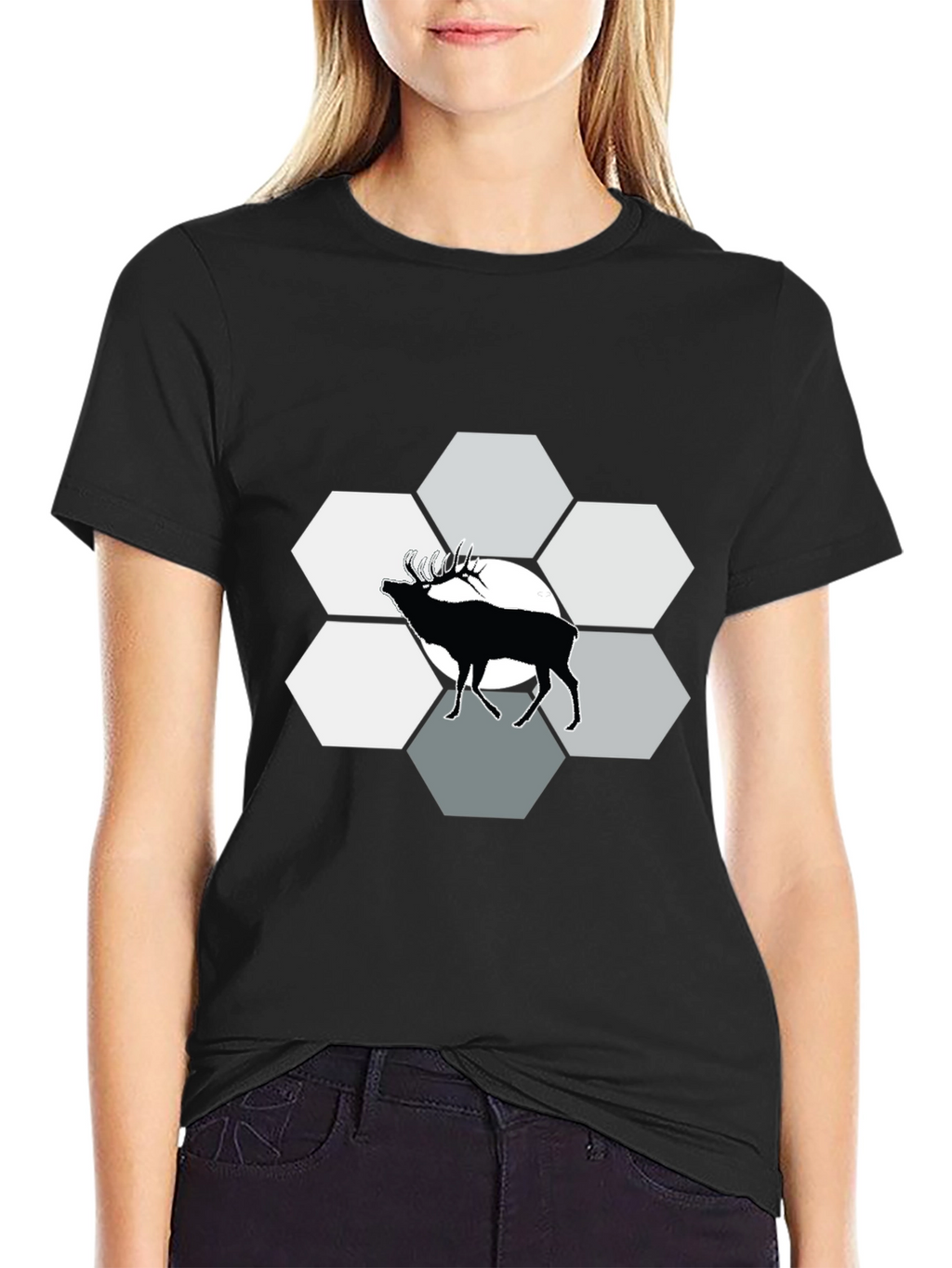Elk Hexagon Graphic Tee - Black