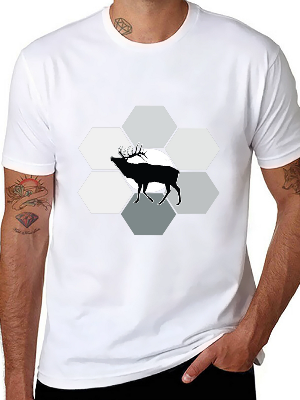 Elk Hexagon Graphic Tee - Black