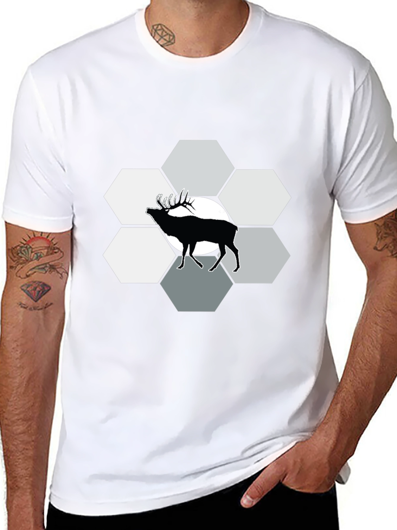 Elk Hexagon Graphic Tee - Black