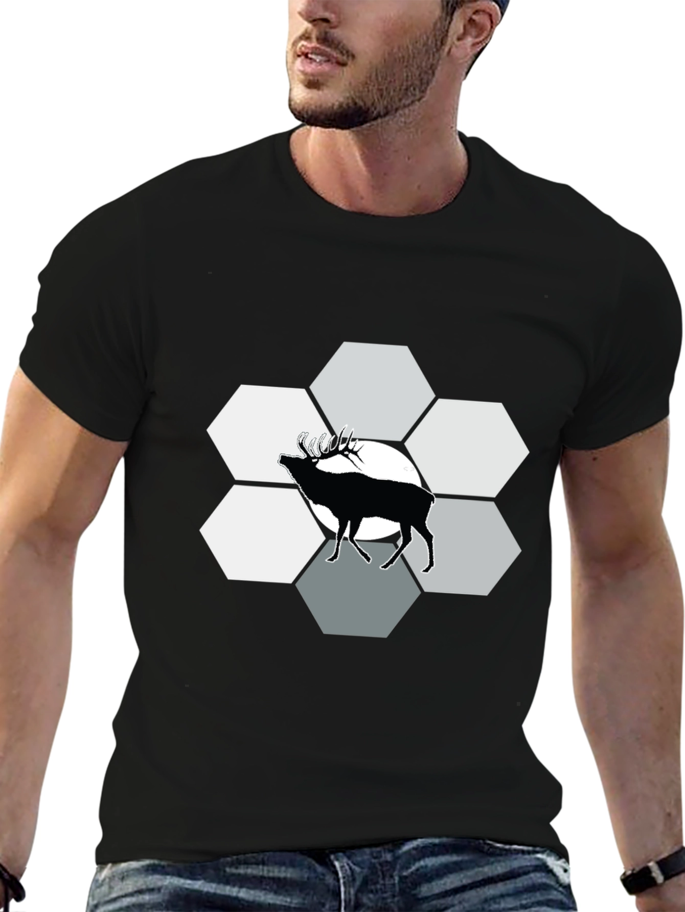 Elk Hexagon Graphic Tee - Black