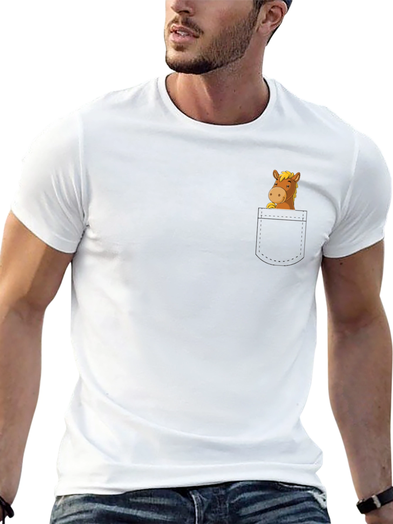 Horse in Pocket Graphic T-Shirt - Mens