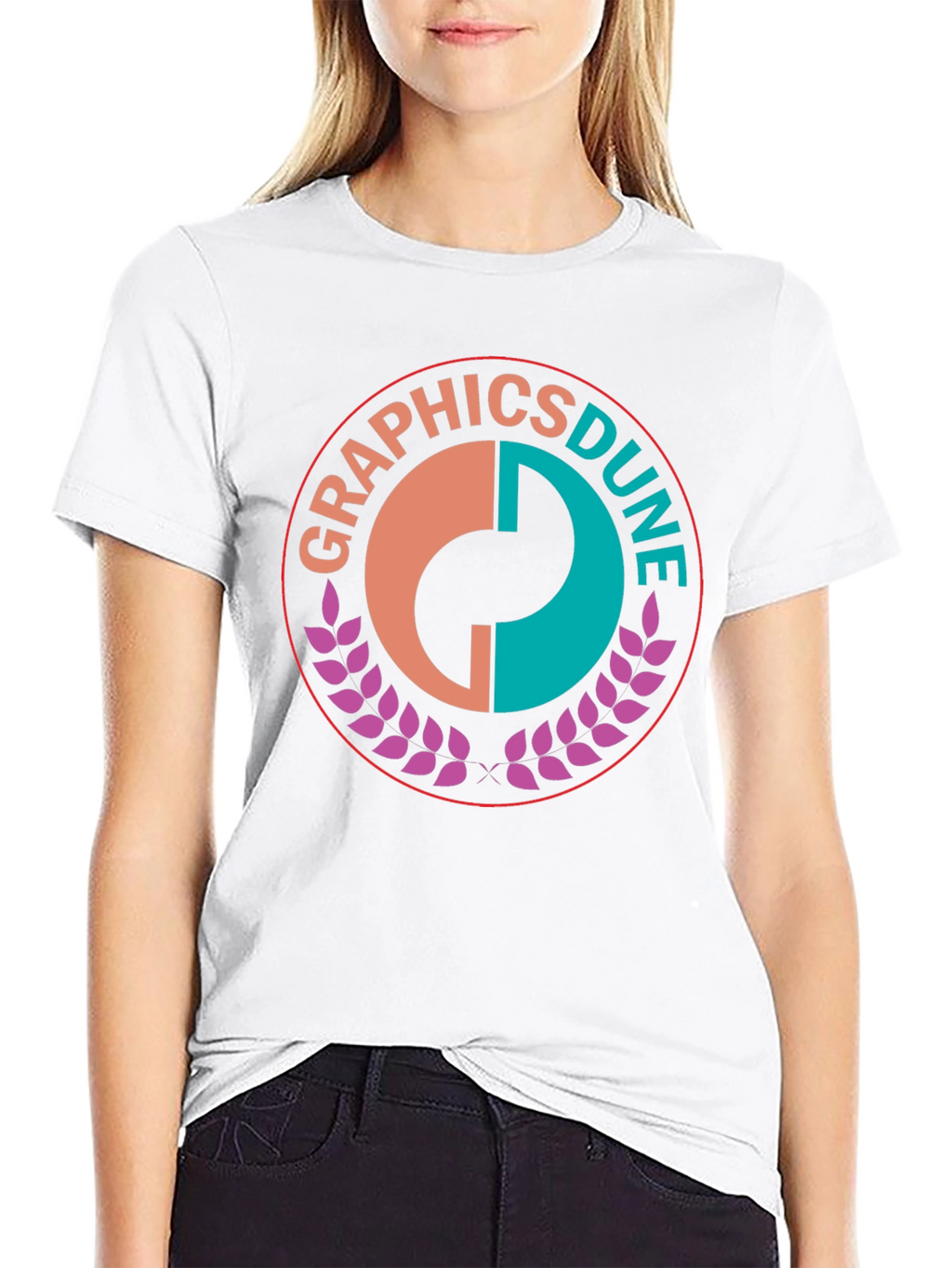 Graphics Dune Tee - Stylish Round Logo Black T-Shirt