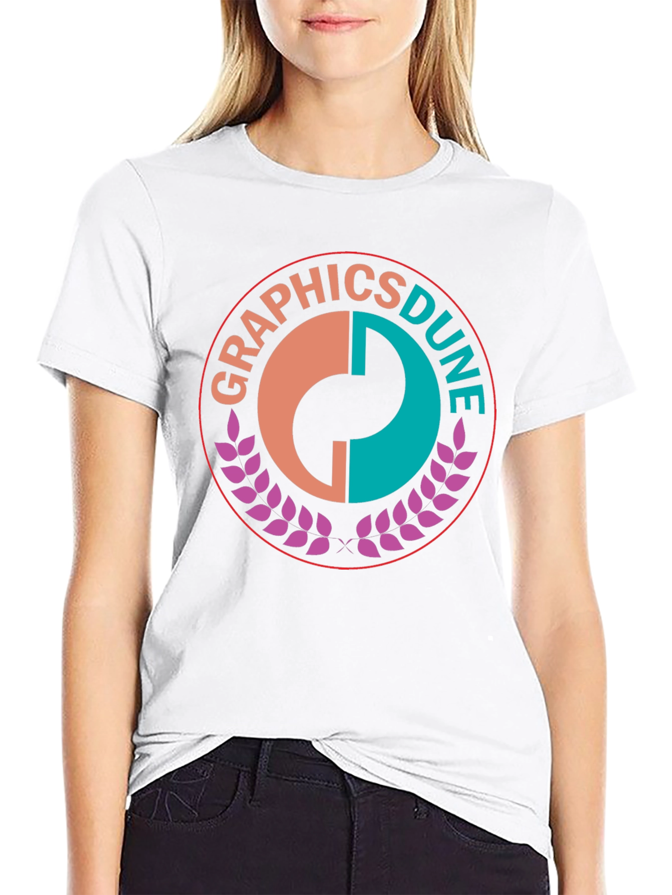 Graphics Dune Tee - Stylish Round Logo Black T-Shirt