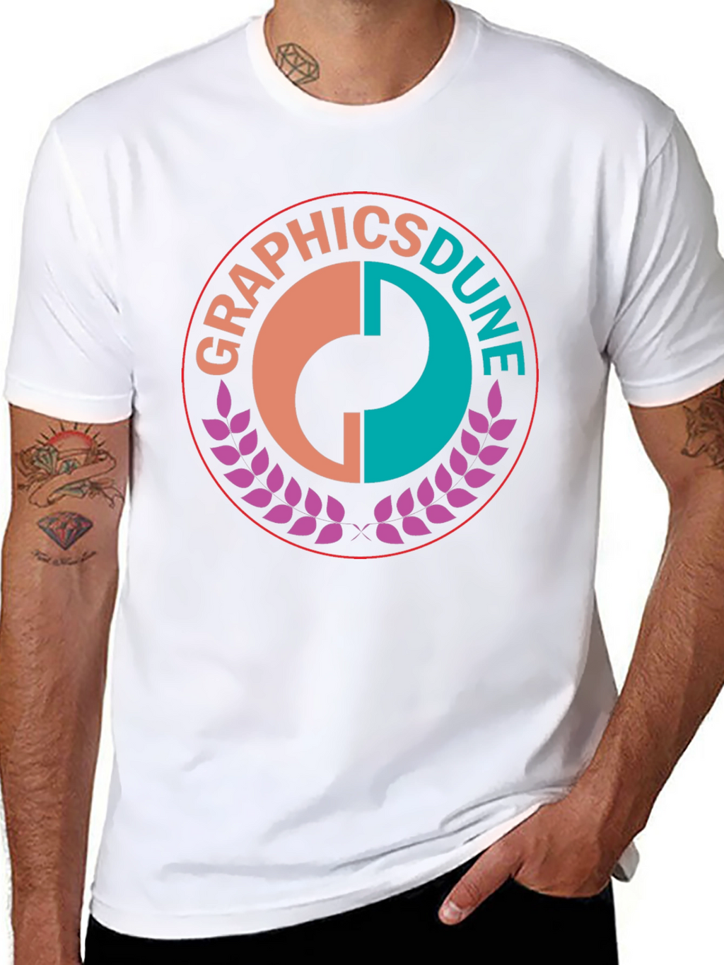 Graphics Dune Tee - Stylish Round Logo Black T-Shirt