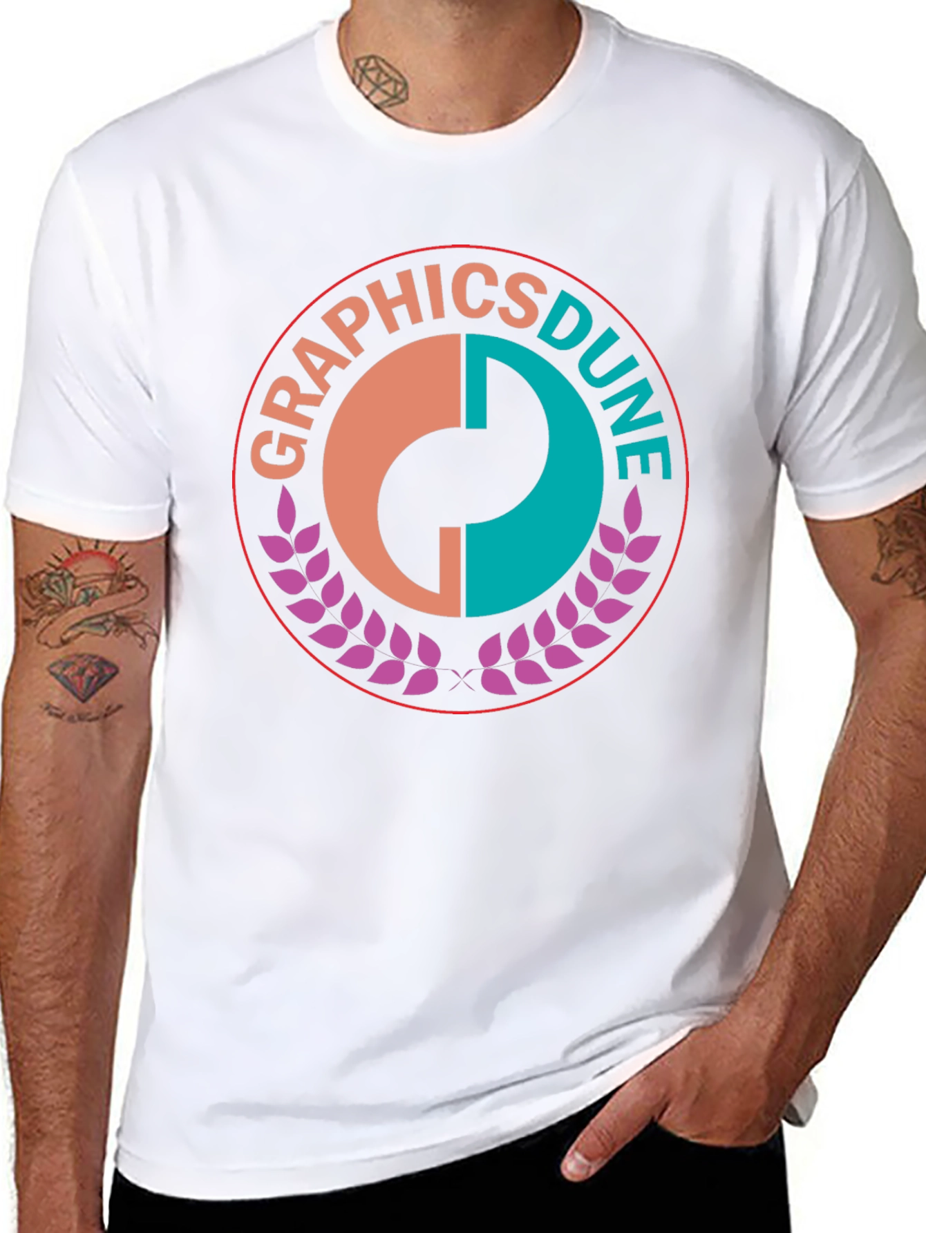 Graphics Dune Tee - Stylish Round Logo Black T-Shirt