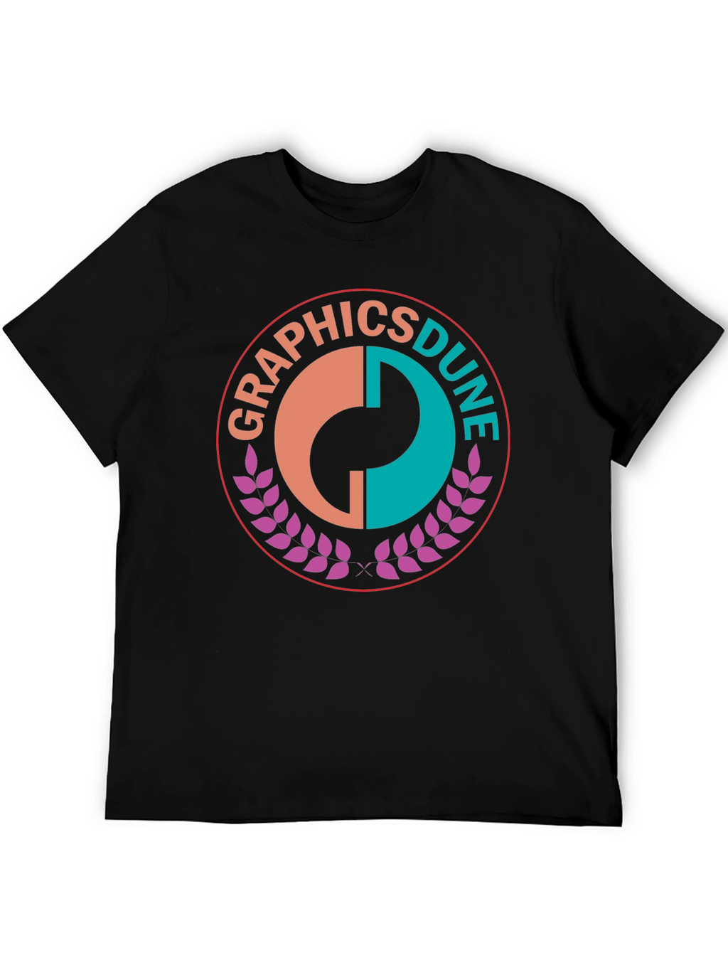 Graphics Dune Tee - Stylish Round Logo Black T-Shirt