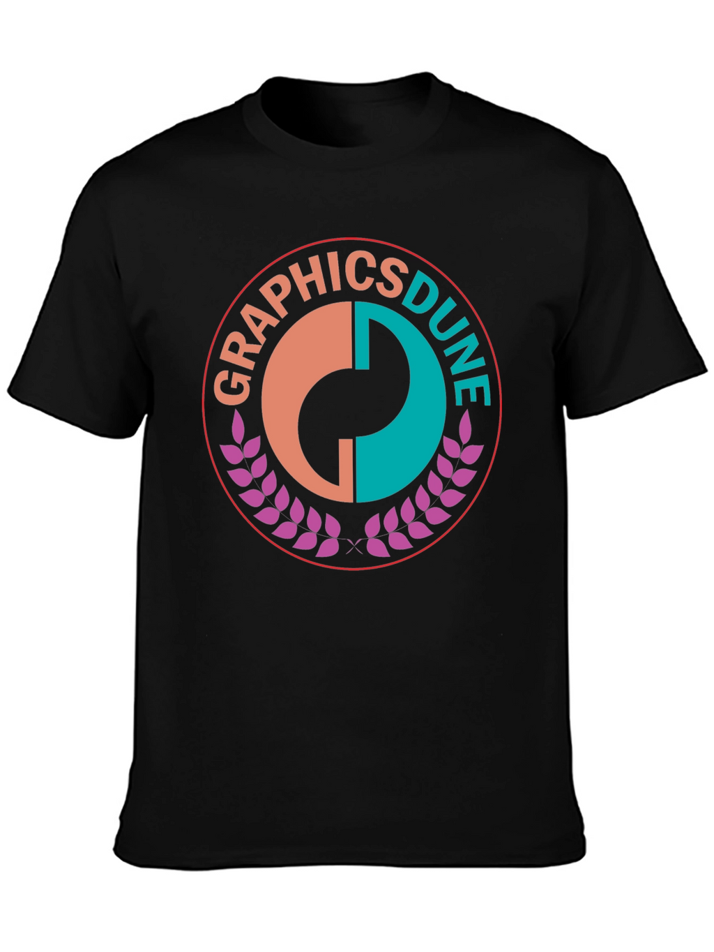Graphics Dune Tee - Stylish Round Logo Black T-Shirt