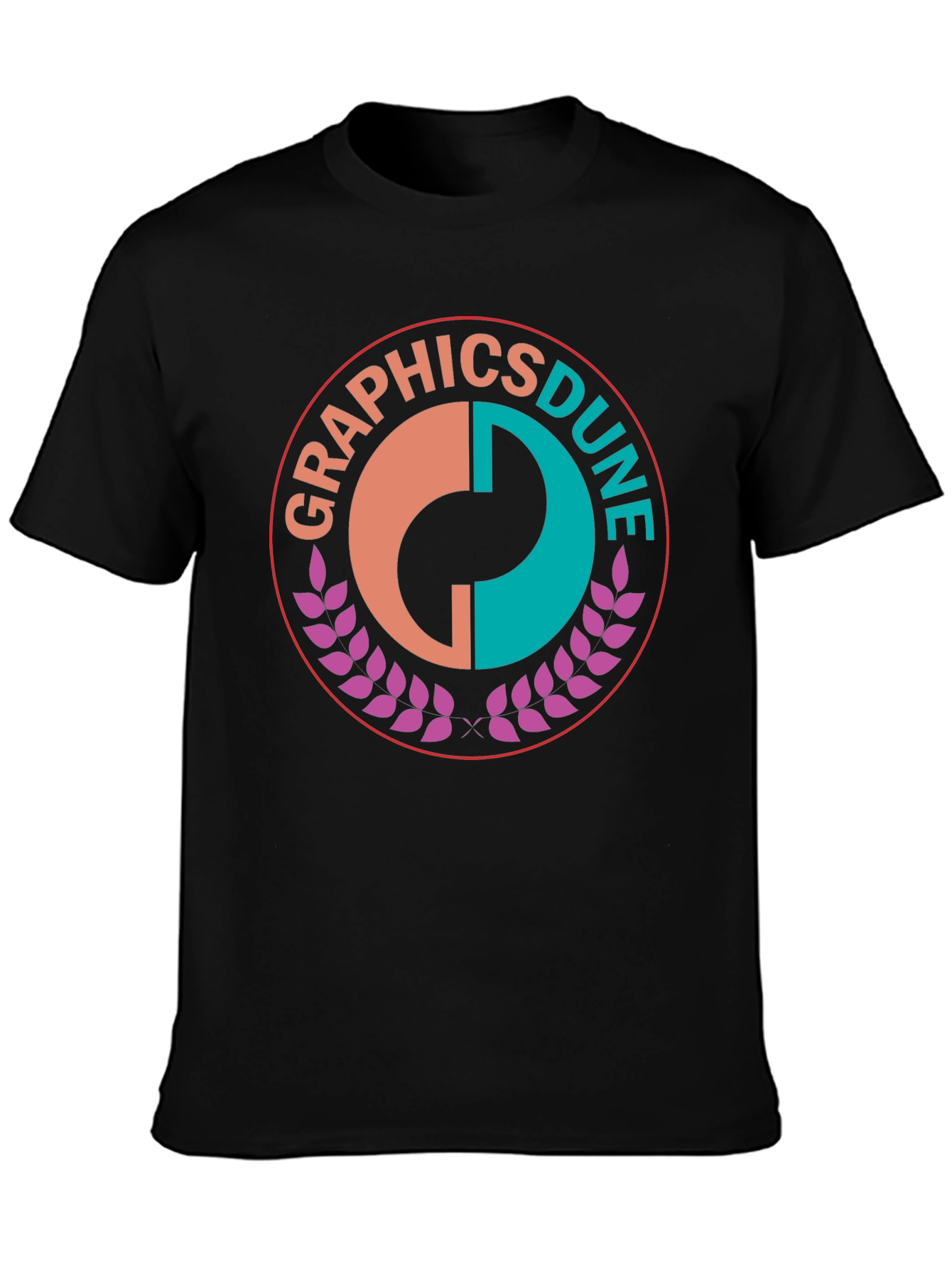 Graphics Dune Tee - Stylish Round Logo Black T-Shirt