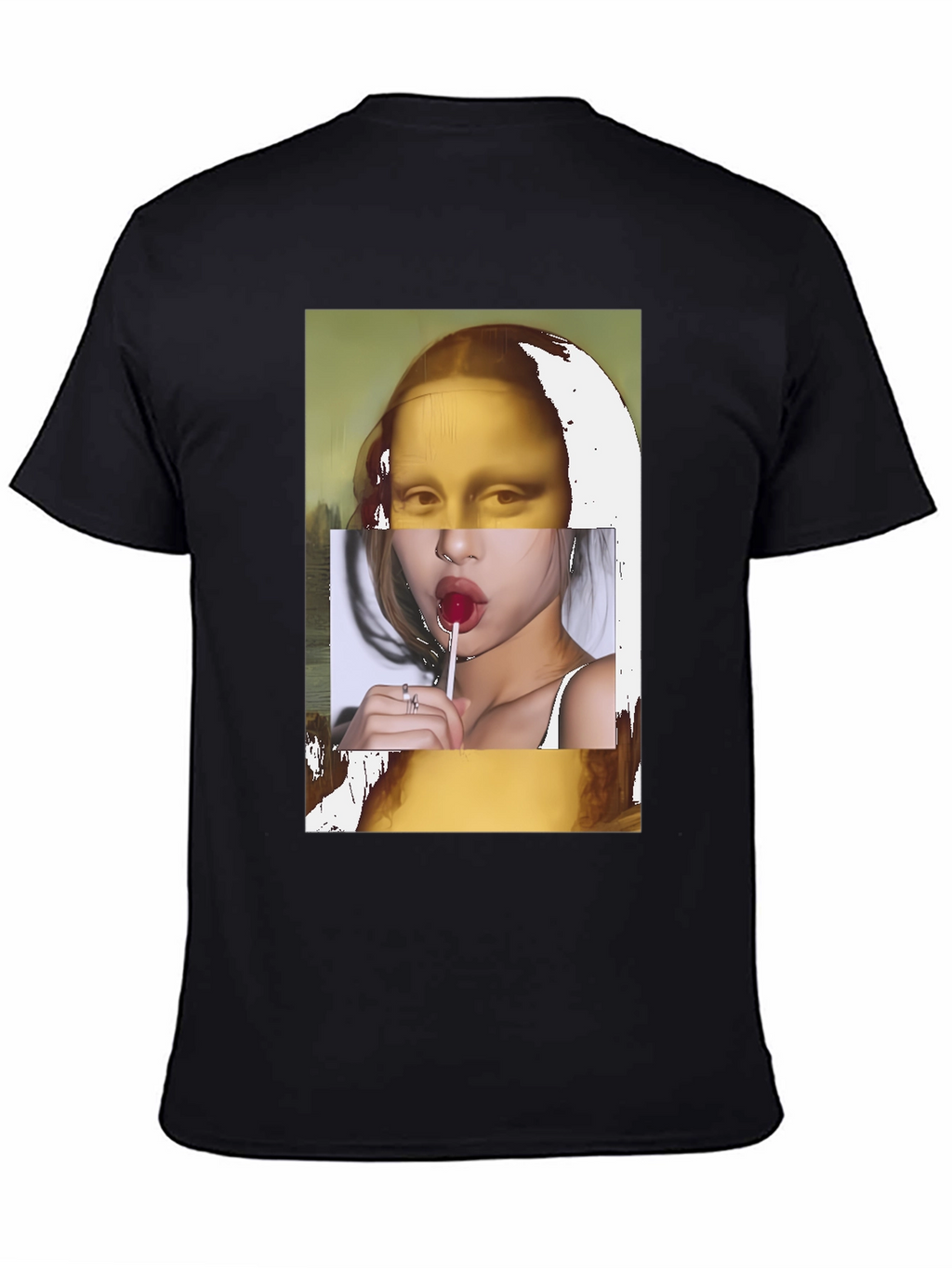 Mona Lisa Lollipop Graphic Black T-Shirt