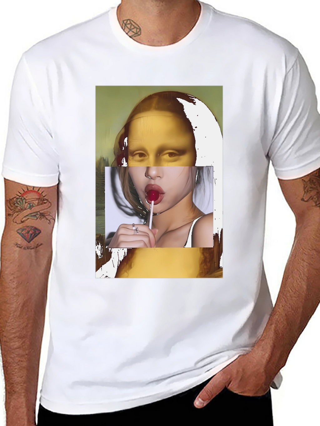 Mona Lisa Lollipop Graphic Black T-Shirt