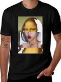 Mona Lisa Lollipop Graphic Black T-Shirt