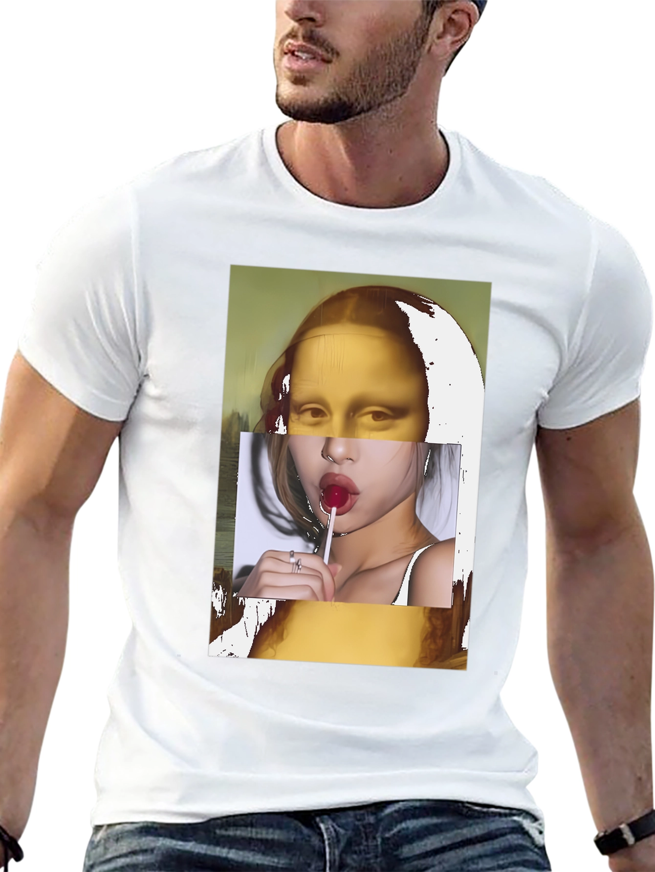 Mona Lisa Lollipop Graphic Black T-Shirt
