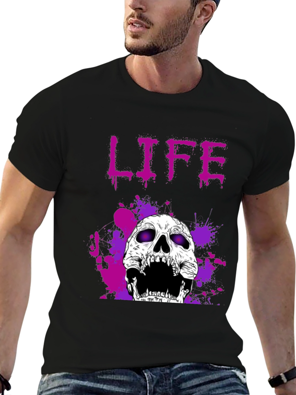 Life Skull Graphic Tee - Black
