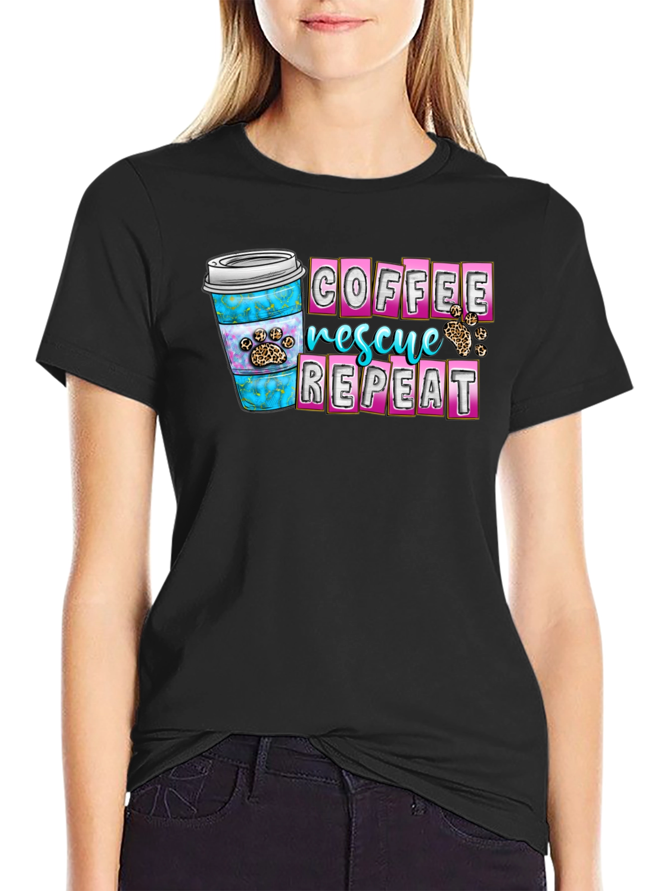 Coffee Rescue Repeat Graphic T-Shirt