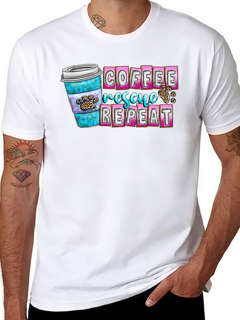 Coffee Rescue Repeat Graphic T-Shirt