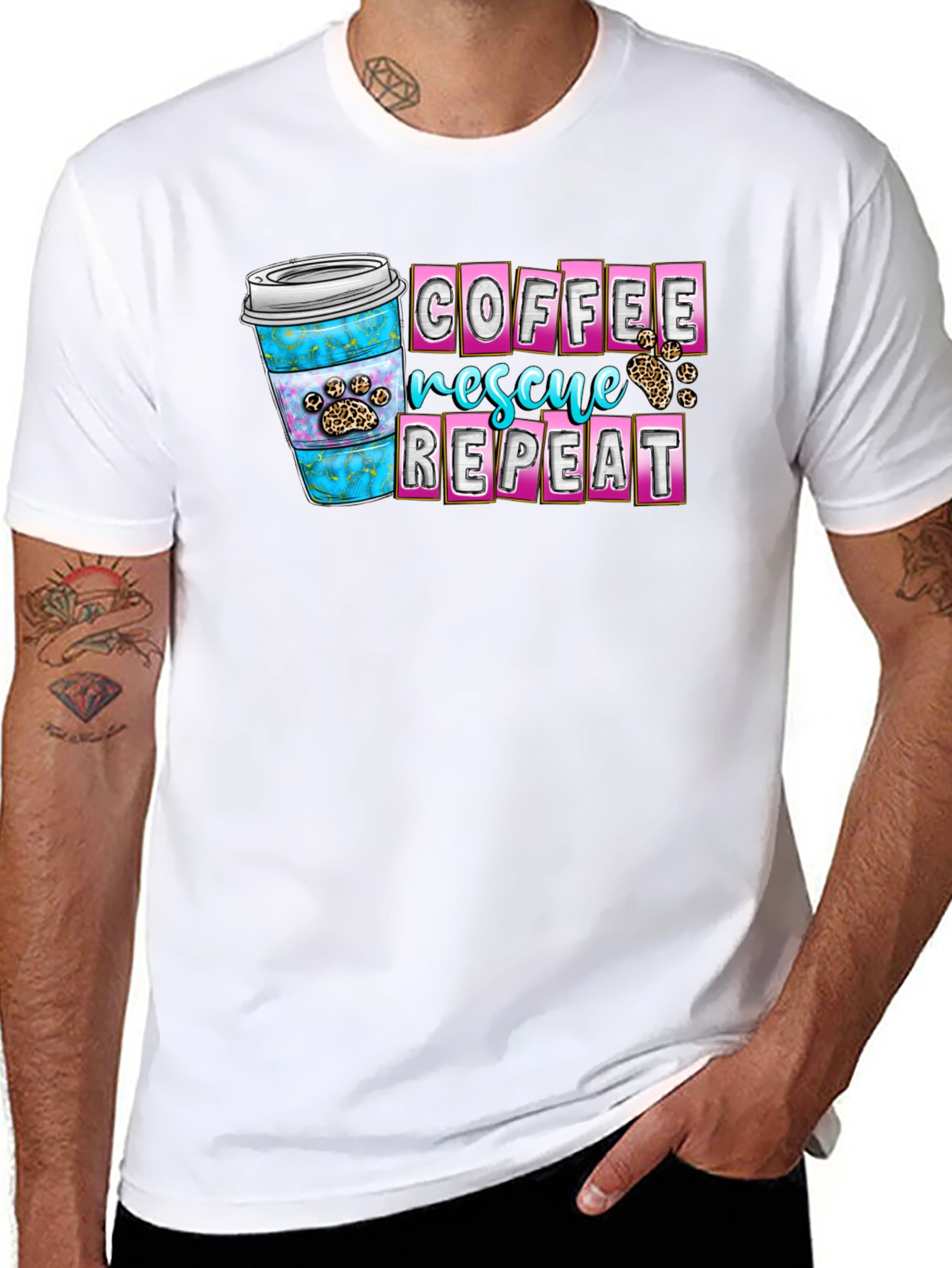 Coffee Rescue Repeat Graphic T-Shirt