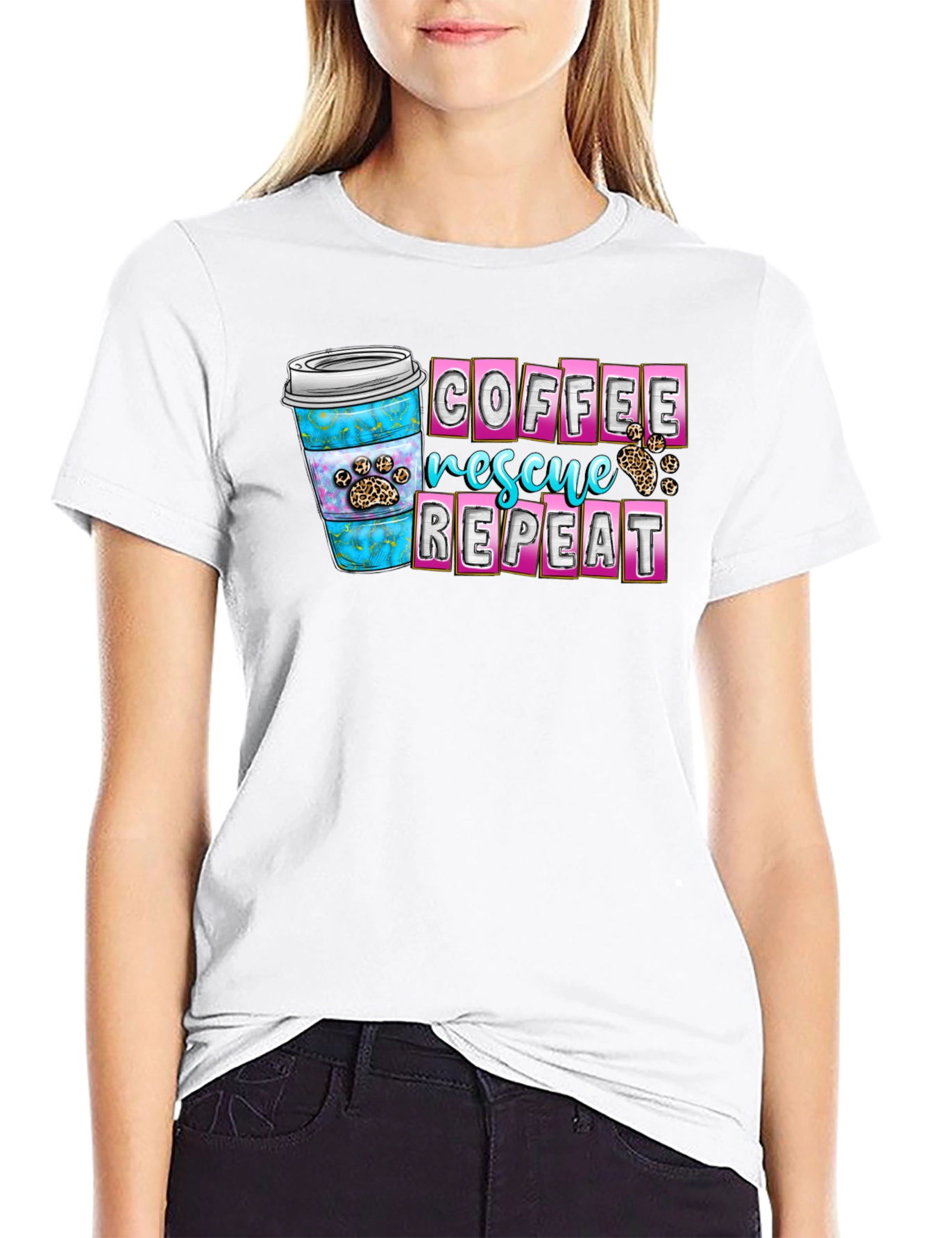 Coffee Rescue Repeat Graphic T-Shirt