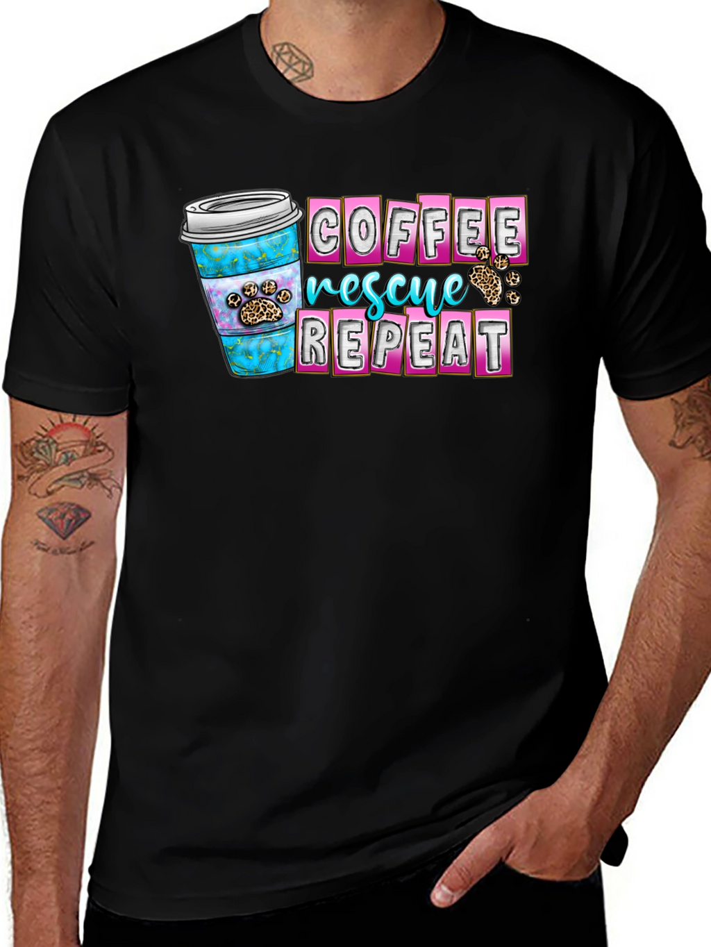 Coffee Rescue Repeat Graphic T-Shirt