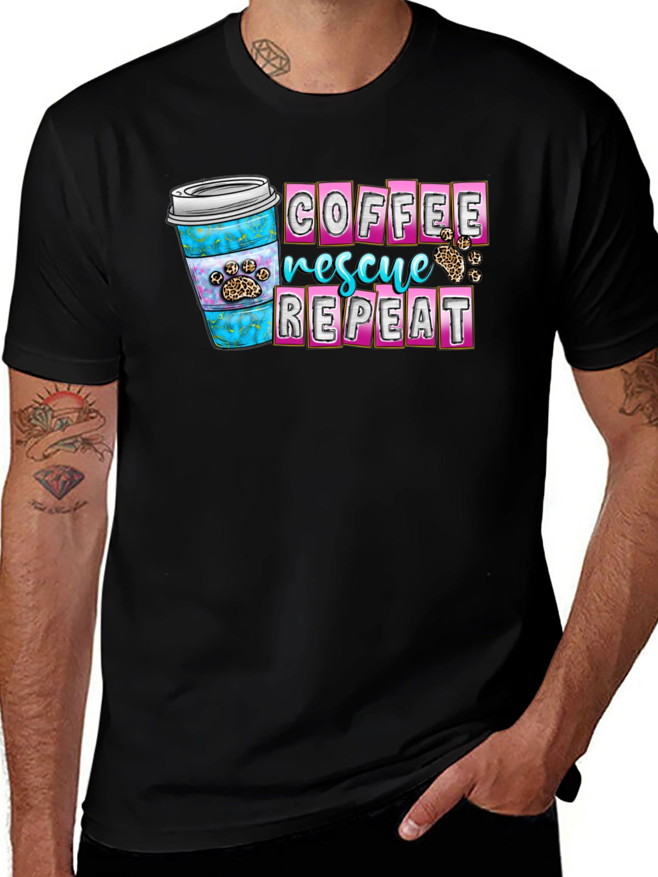 Coffee Rescue Repeat Graphic T-Shirt