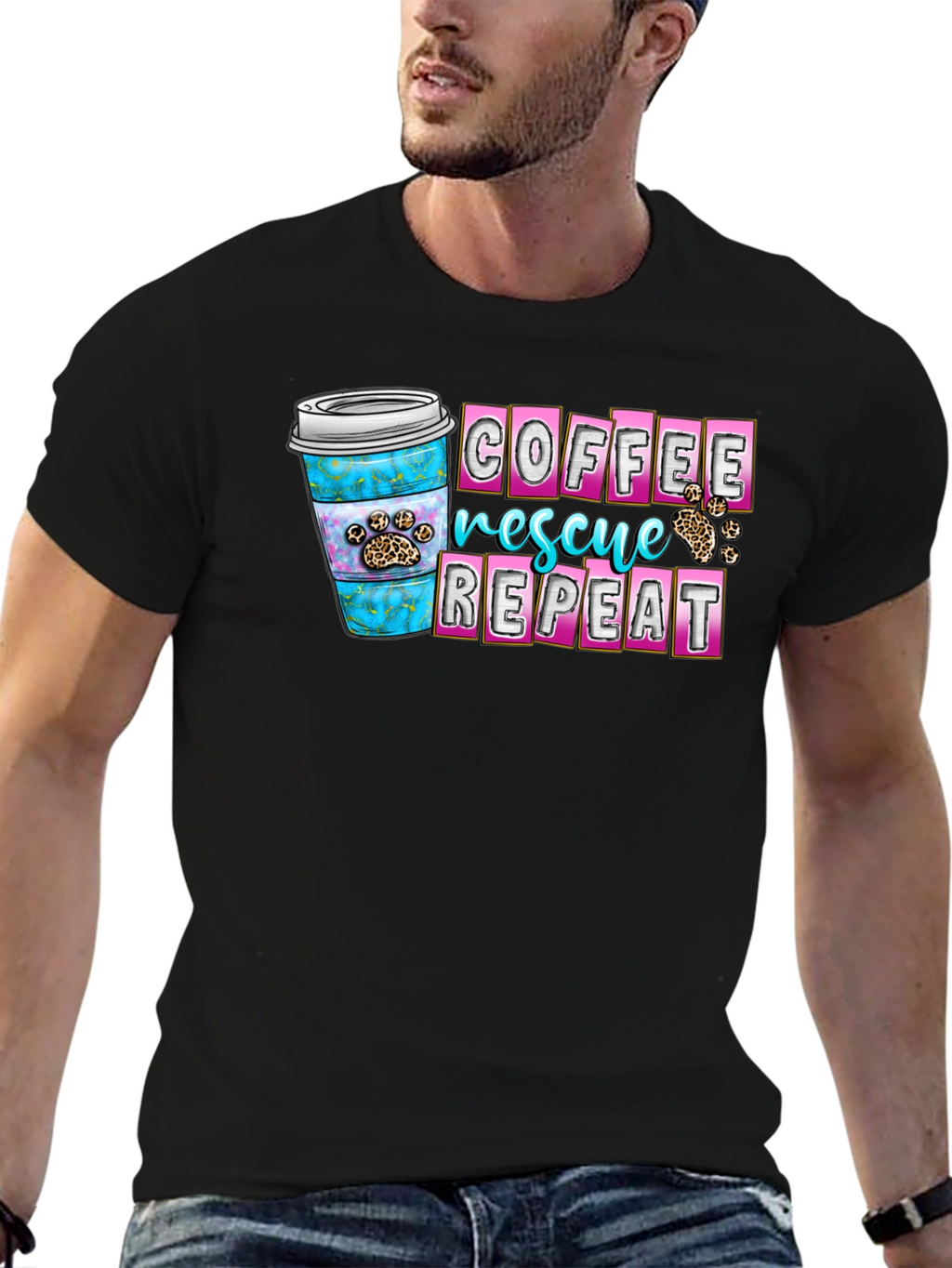 Coffee Rescue Repeat Graphic T-Shirt