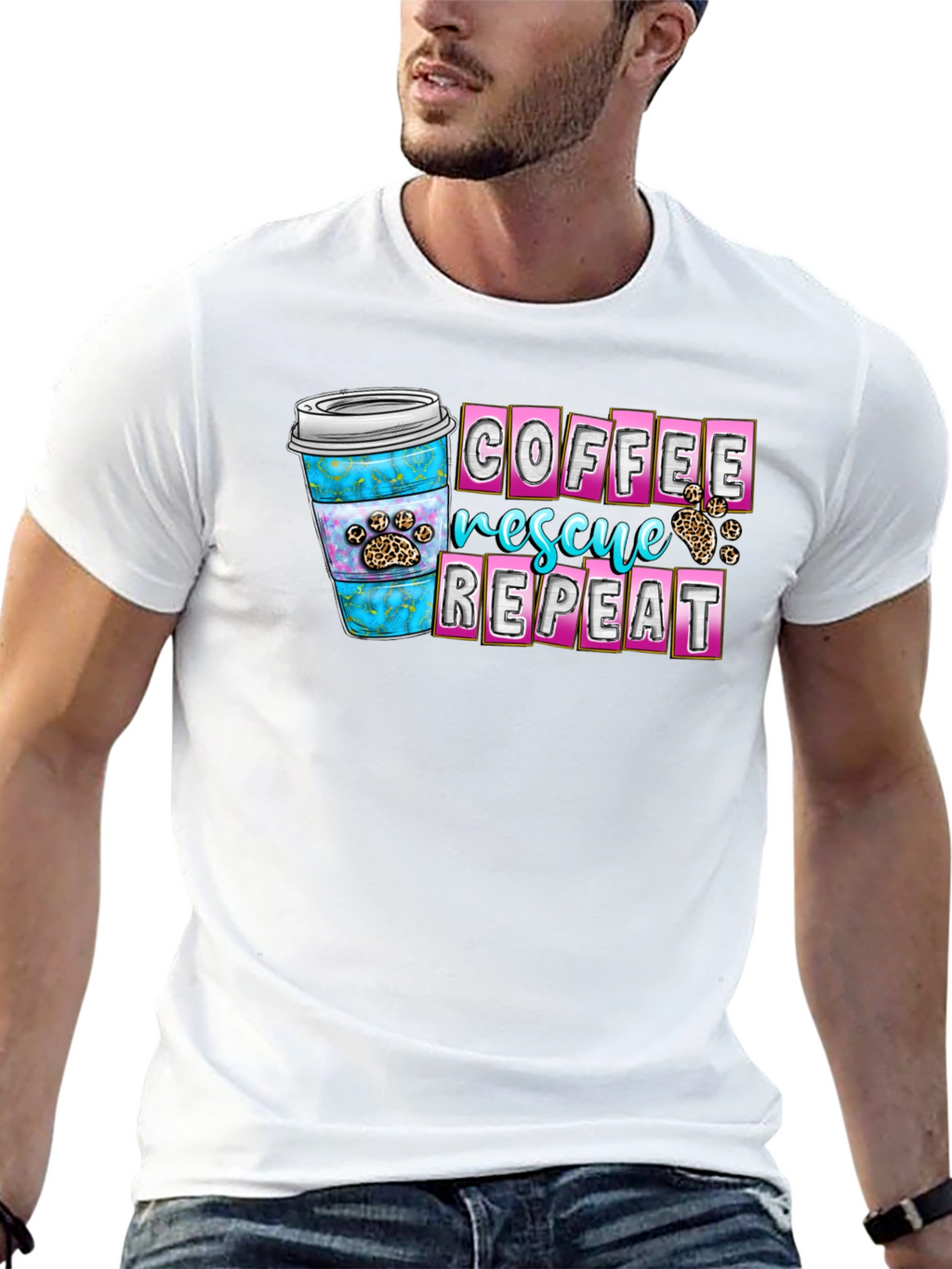 Coffee Rescue Repeat Graphic T-Shirt