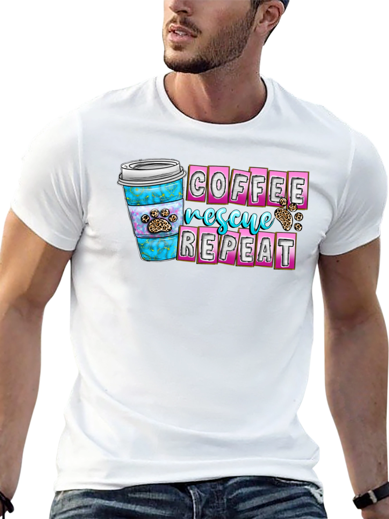 Coffee Rescue Repeat Graphic T-Shirt