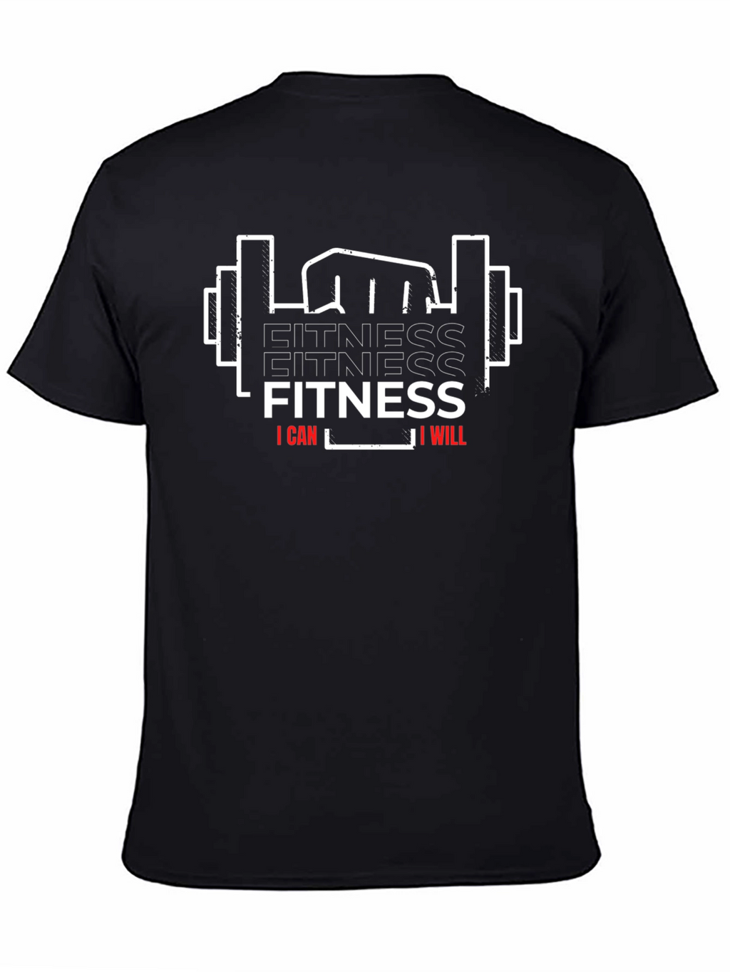 Fitness I Can I Will Black T-Shirt