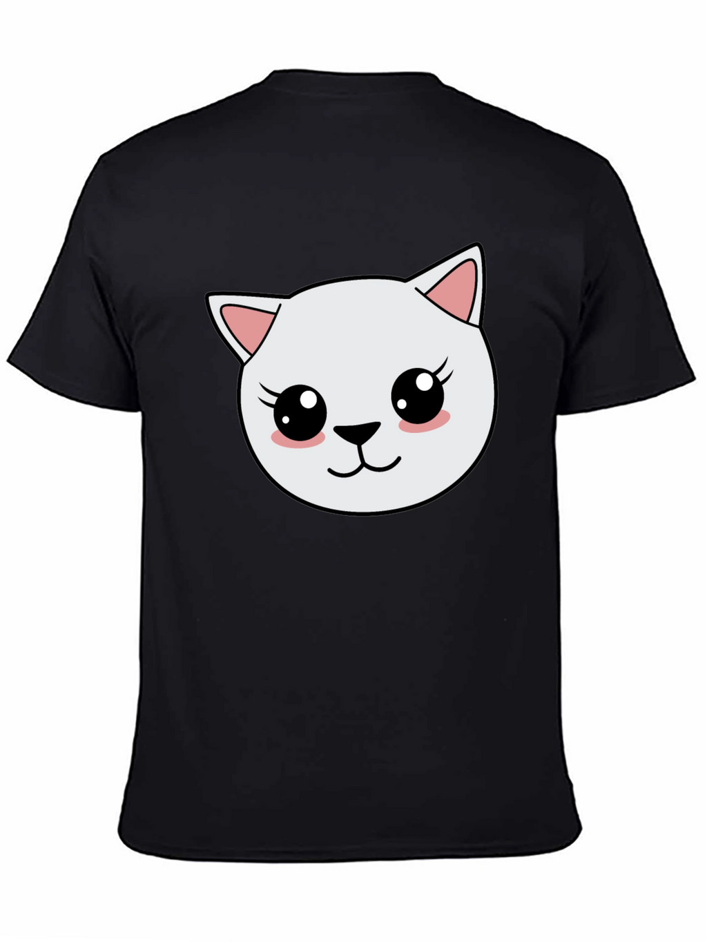 Cute Cartoon Cat Graphic Black T-Shirt