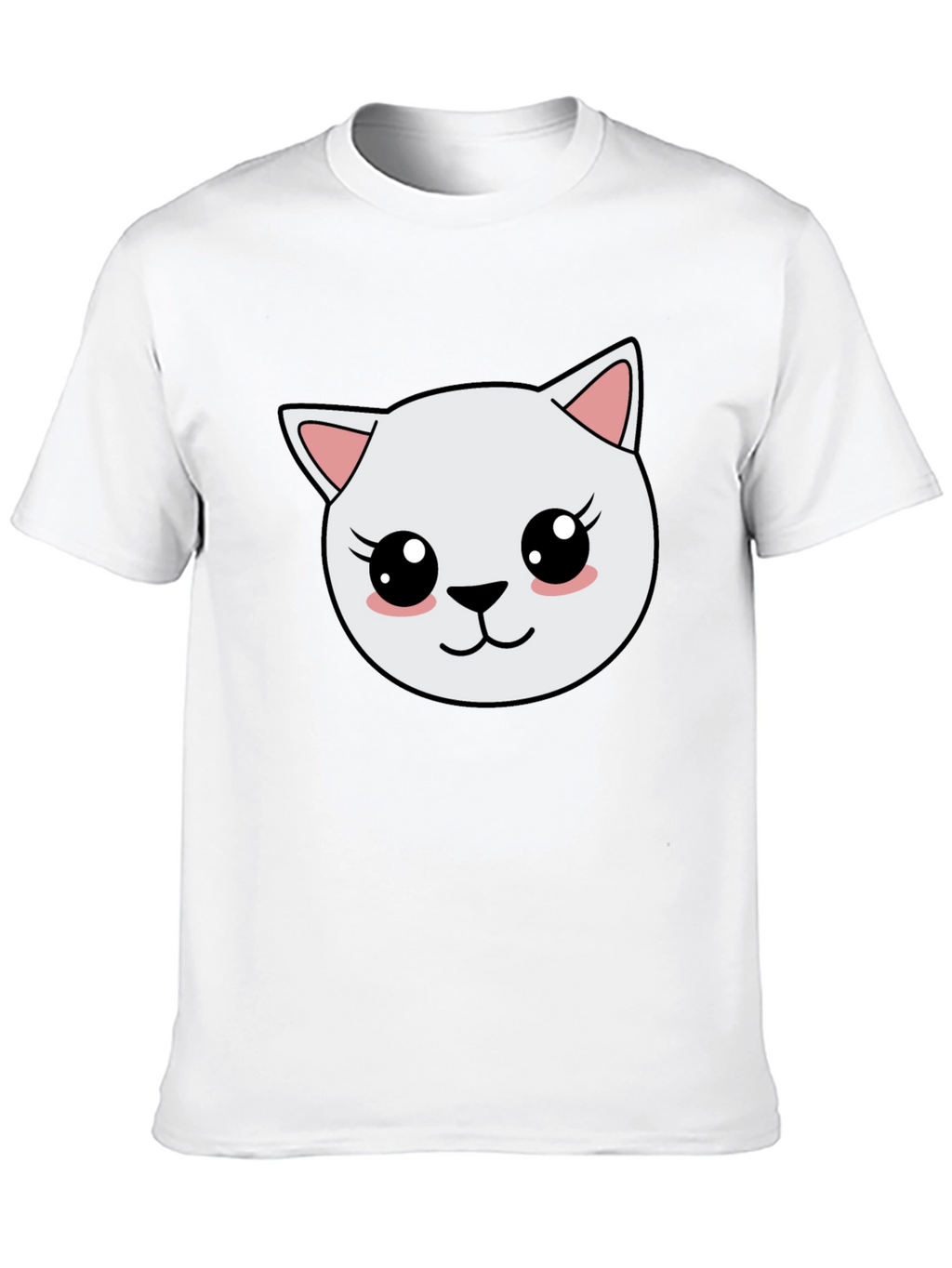 Cute Cartoon Cat Graphic Black T-Shirt