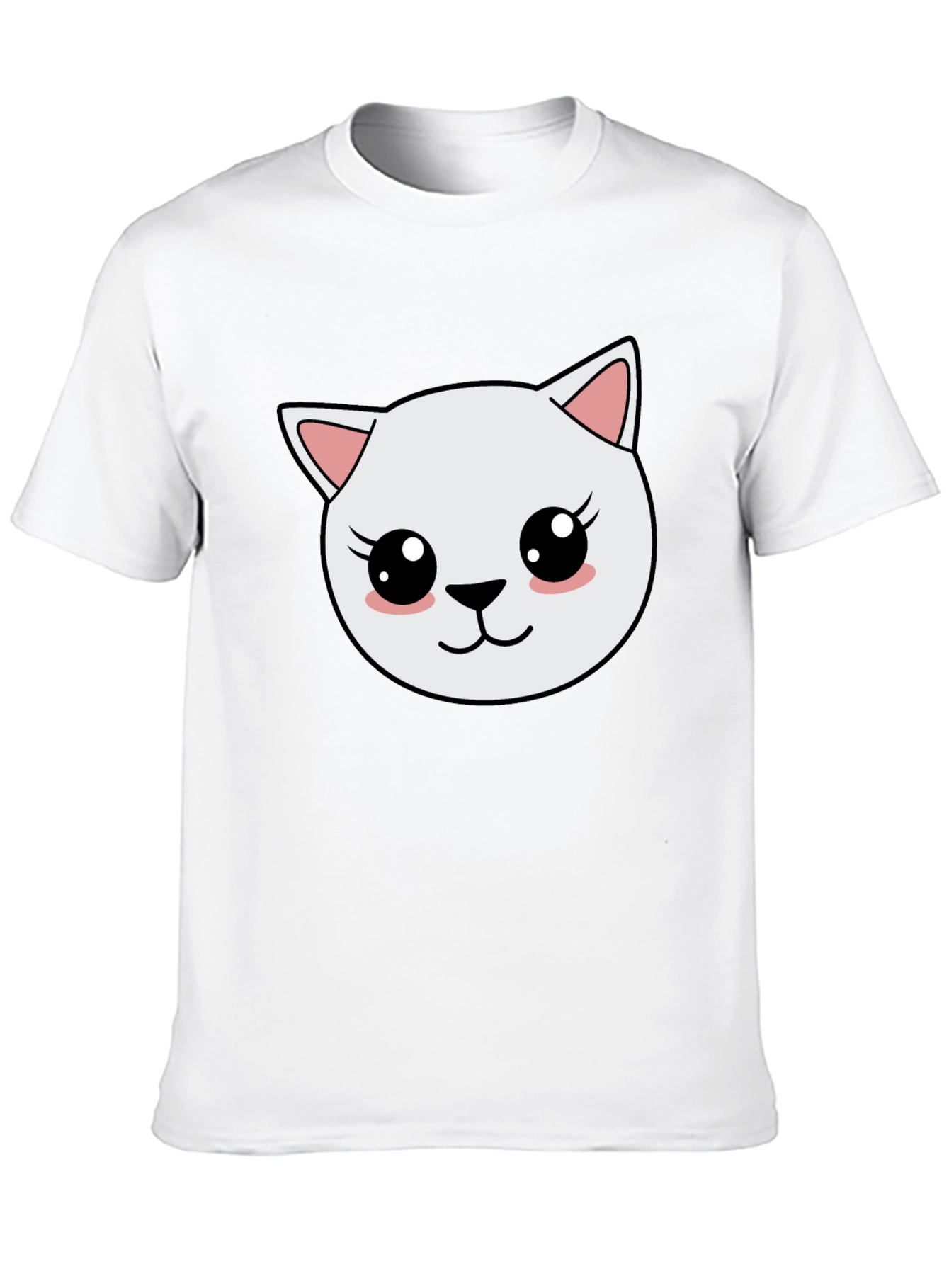 Cute Cartoon Cat Graphic Black T-Shirt