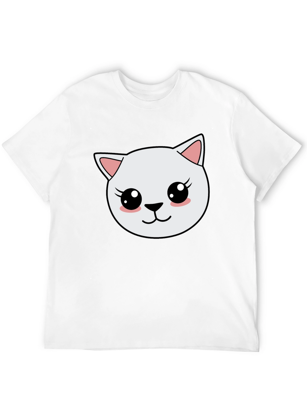 Cute Cartoon Cat Graphic Black T-Shirt