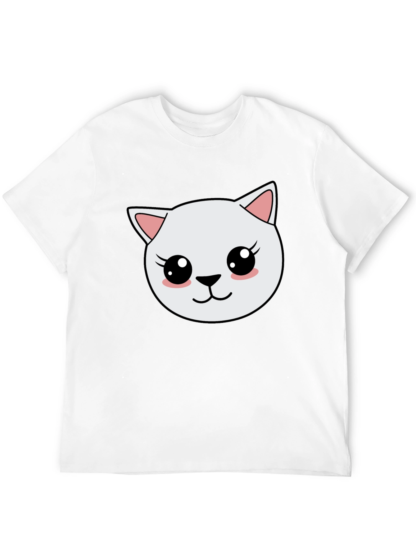 Cute Cartoon Cat Graphic Black T-Shirt