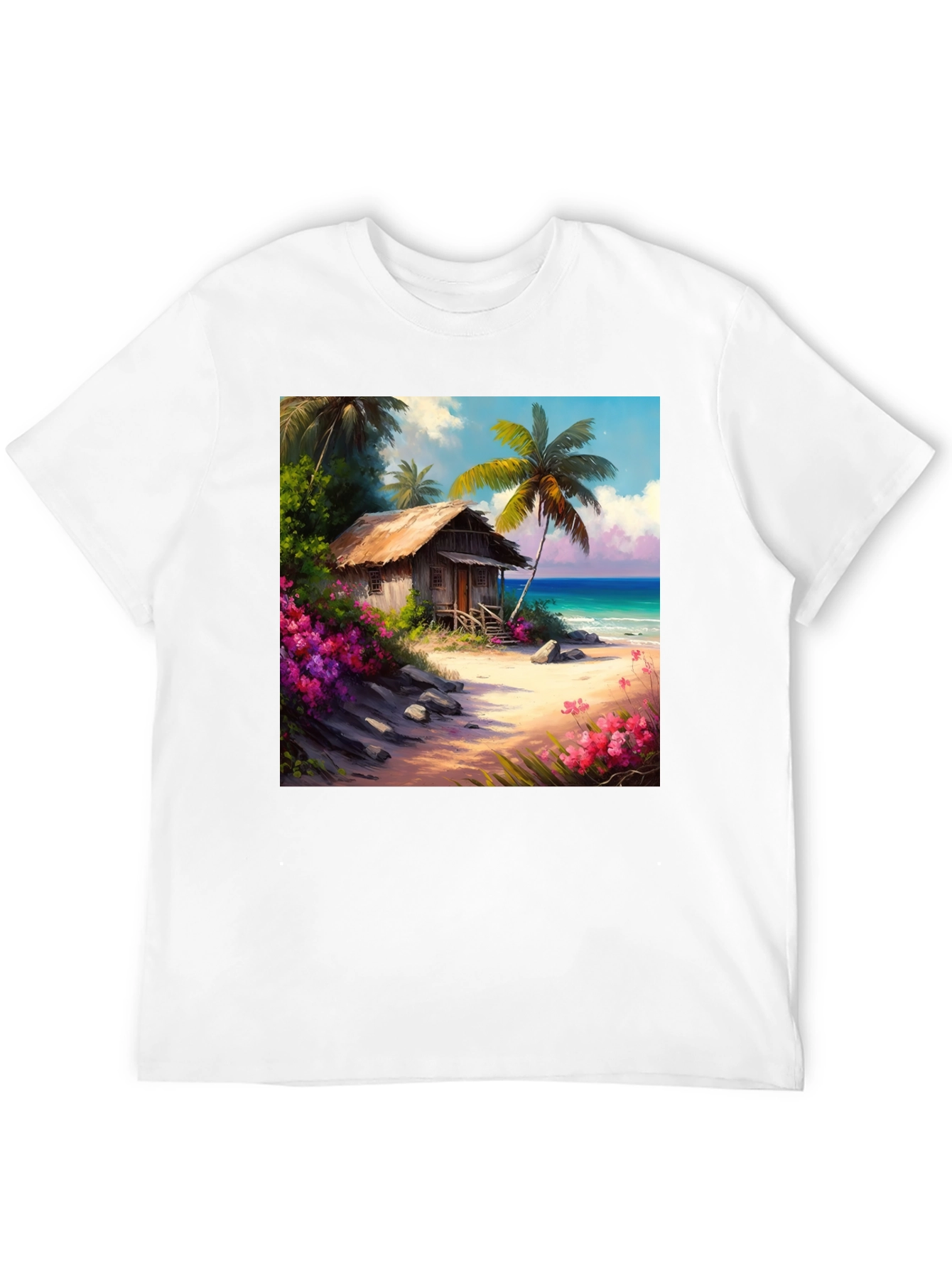 Tropical Beach Hut Graphic T-Shirt