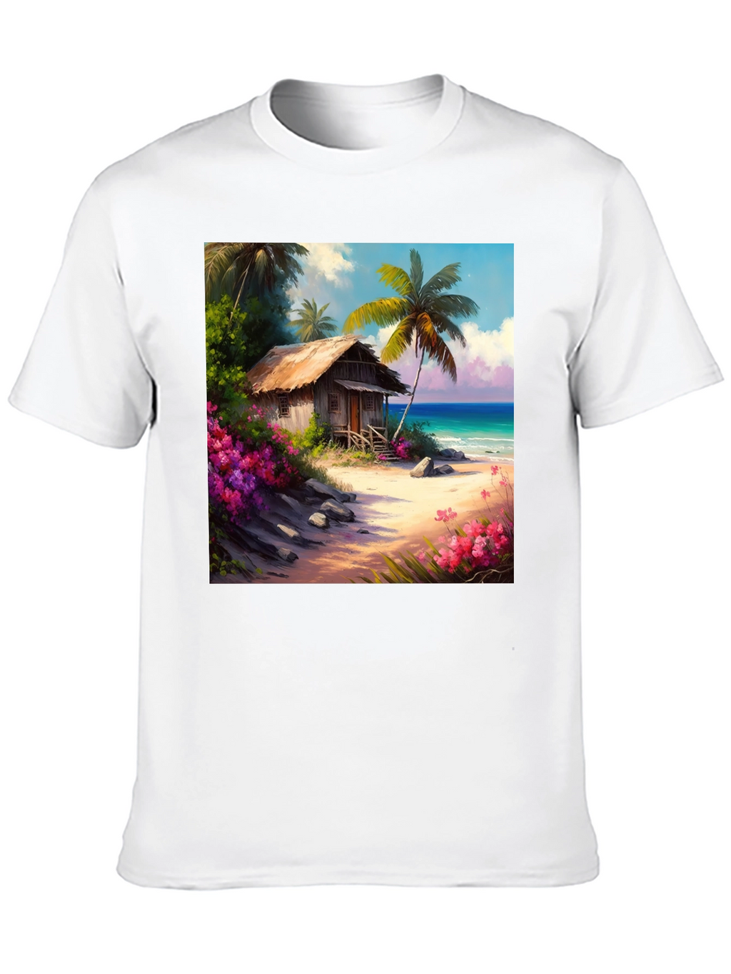 Tropical Beach Hut Graphic T-Shirt