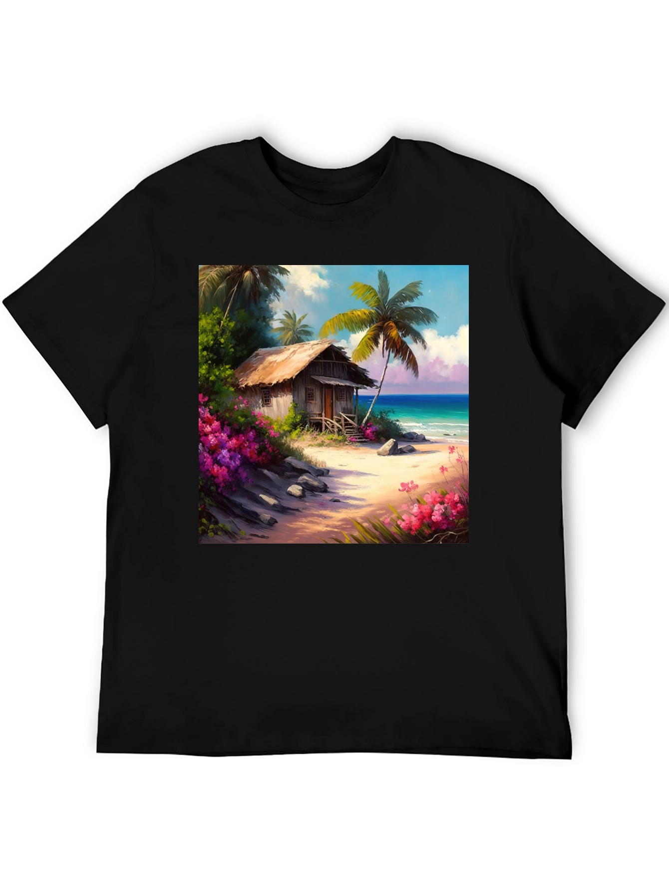 Tropical Beach Hut Graphic T-Shirt