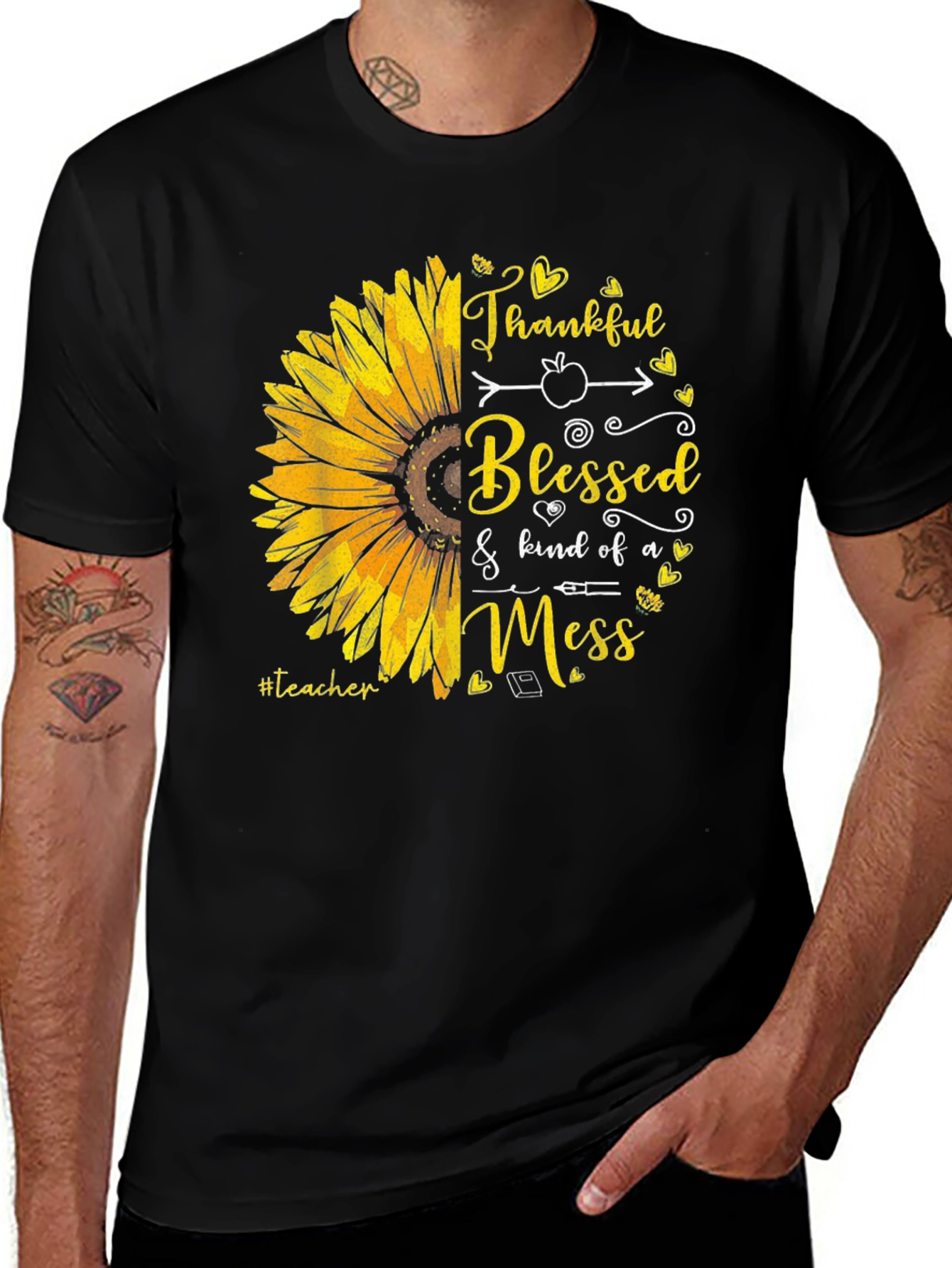 Teacher Sunflower T-Shirt - Thankful Blessed Mess