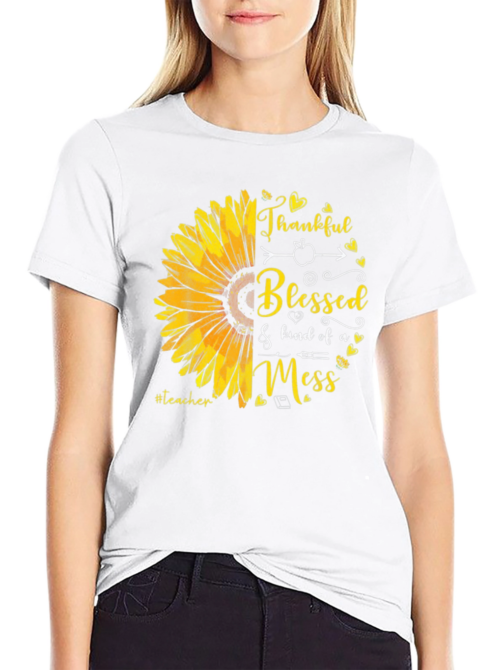 Teacher Sunflower T-Shirt - Thankful Blessed Mess