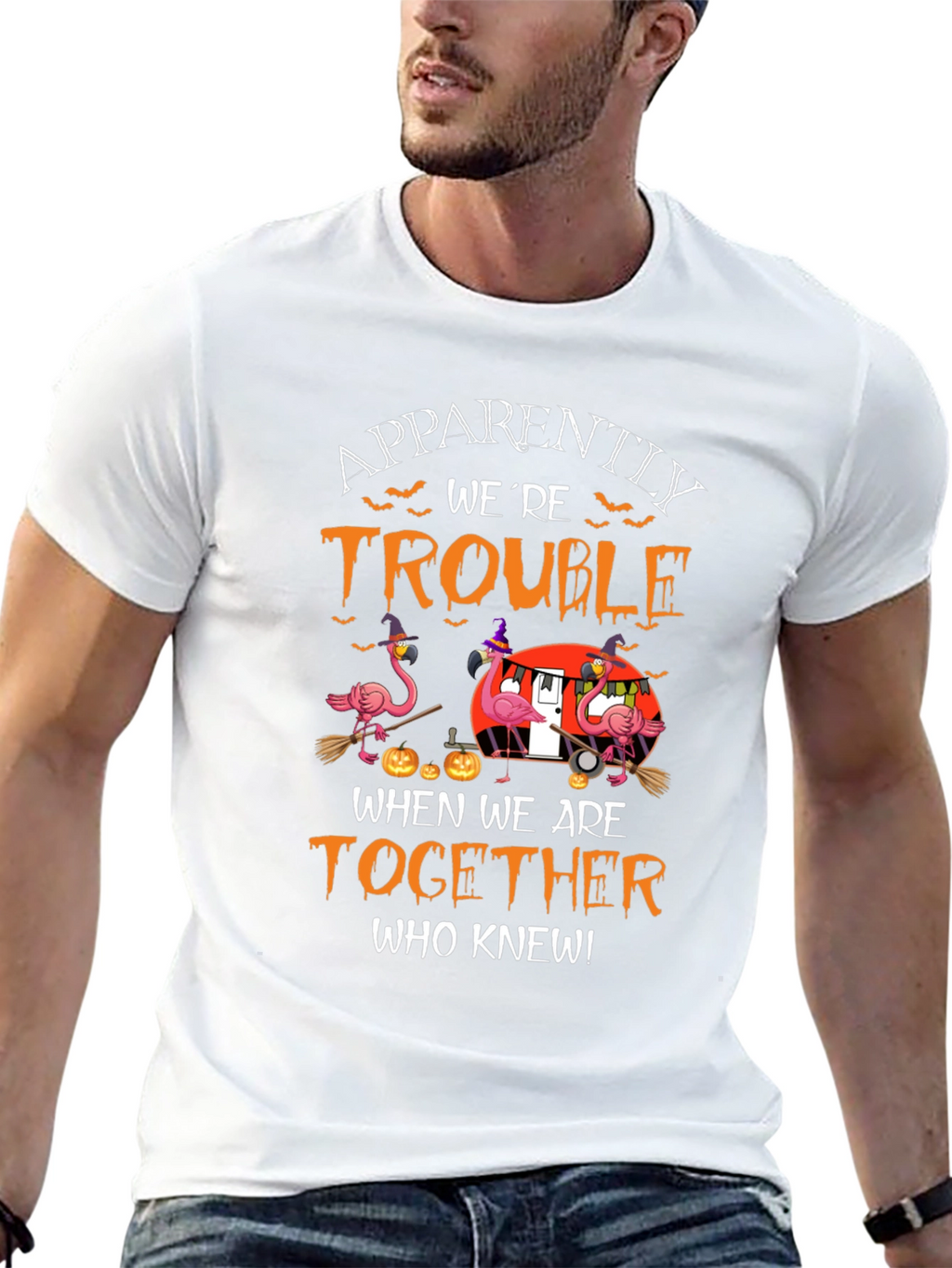 Halloween Flamingo T-Shirt: Apparently Trouble