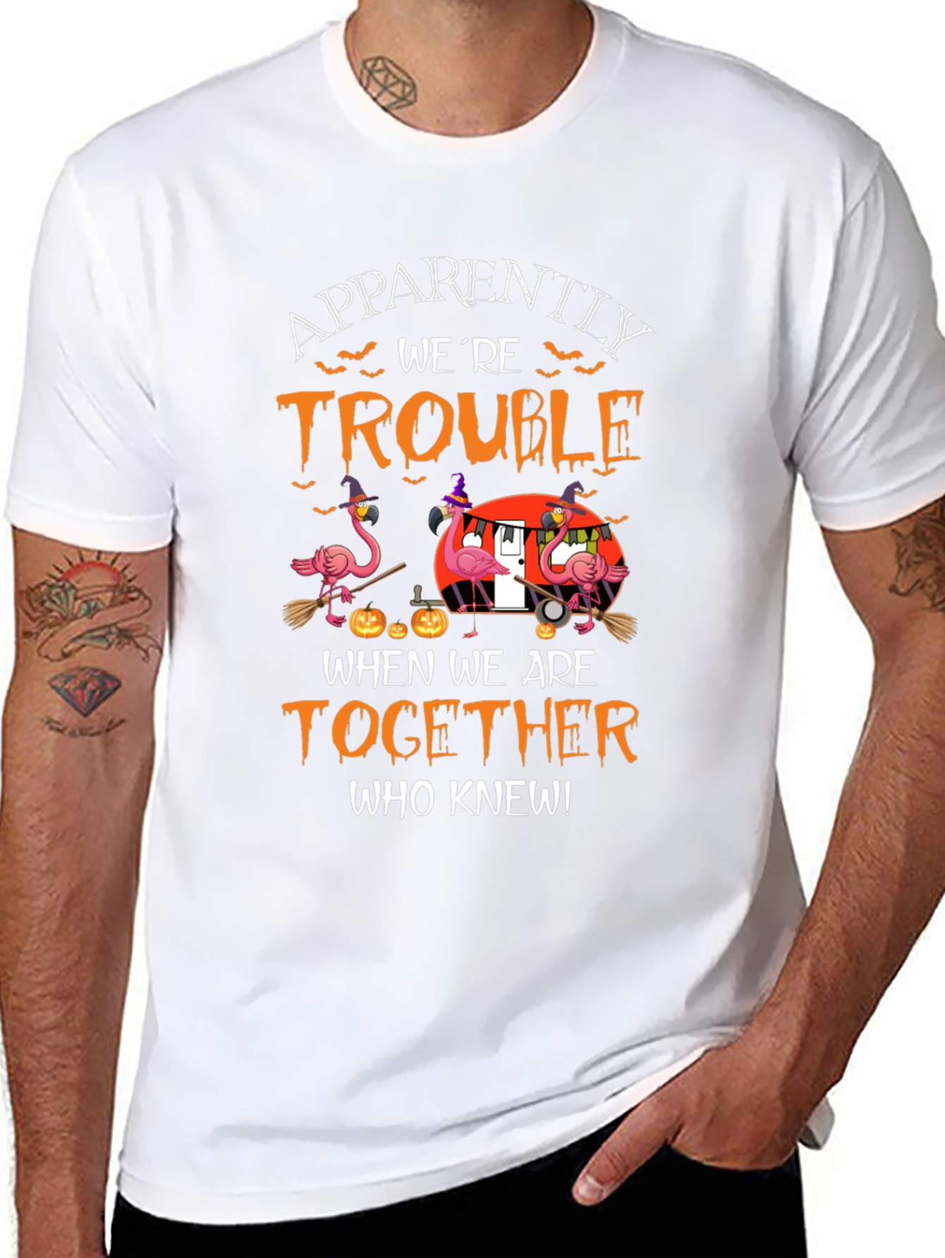 Halloween Flamingo T-Shirt: Apparently Trouble