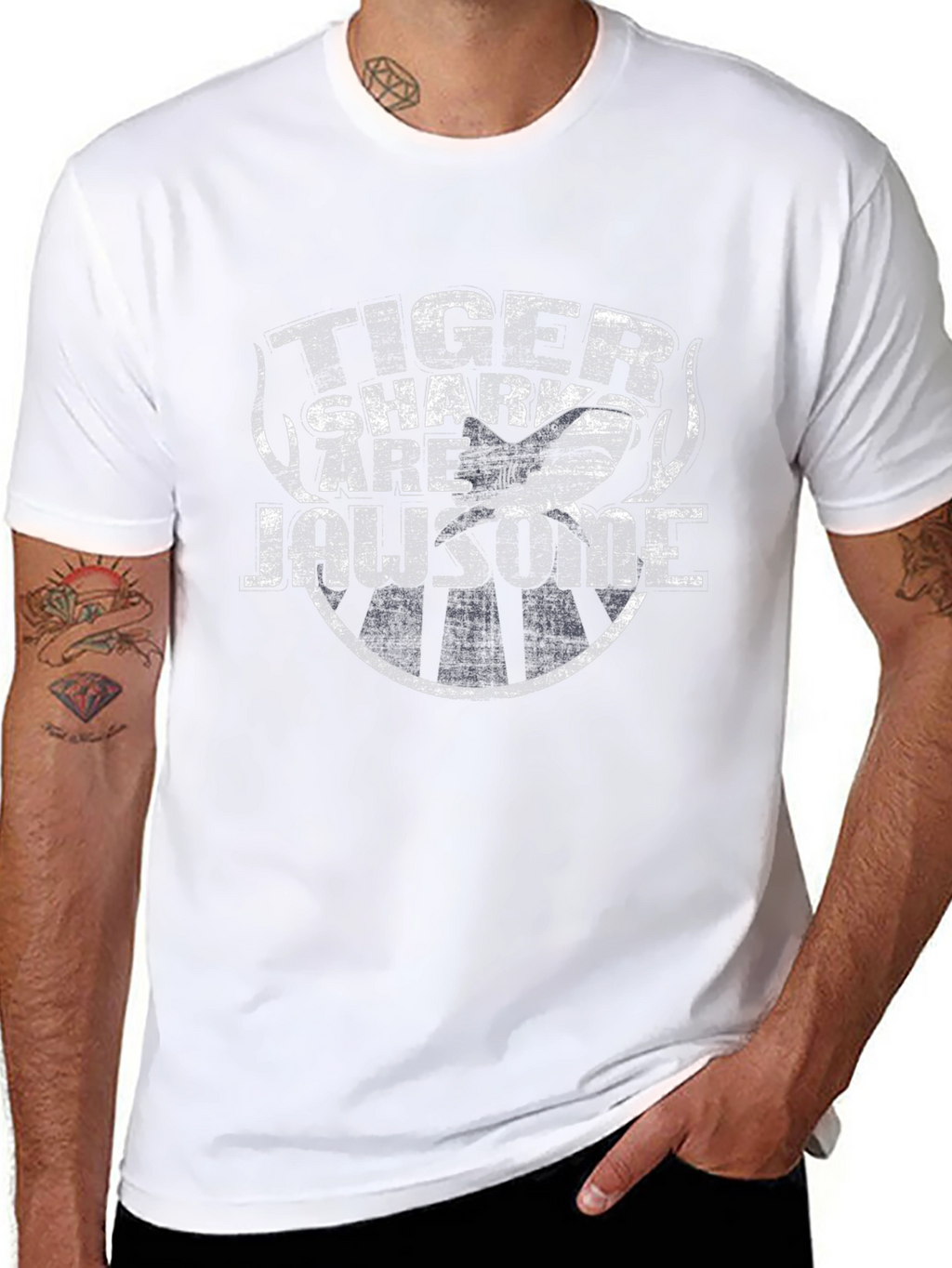 Tiger Shark Are Jawsome Black T-Shirt