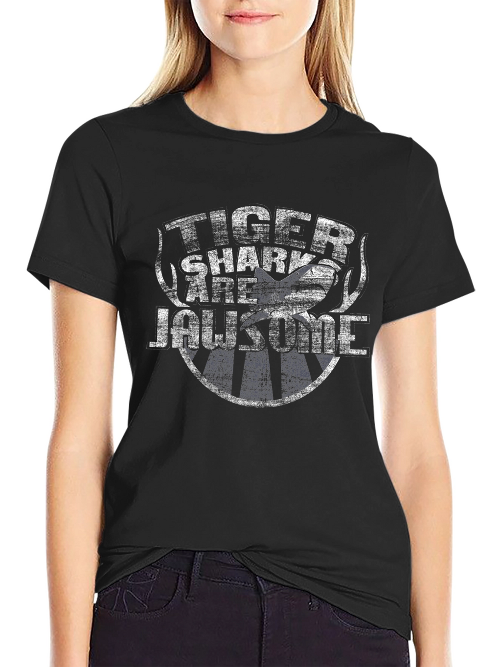 Tiger Shark Are Jawsome Black T-Shirt
