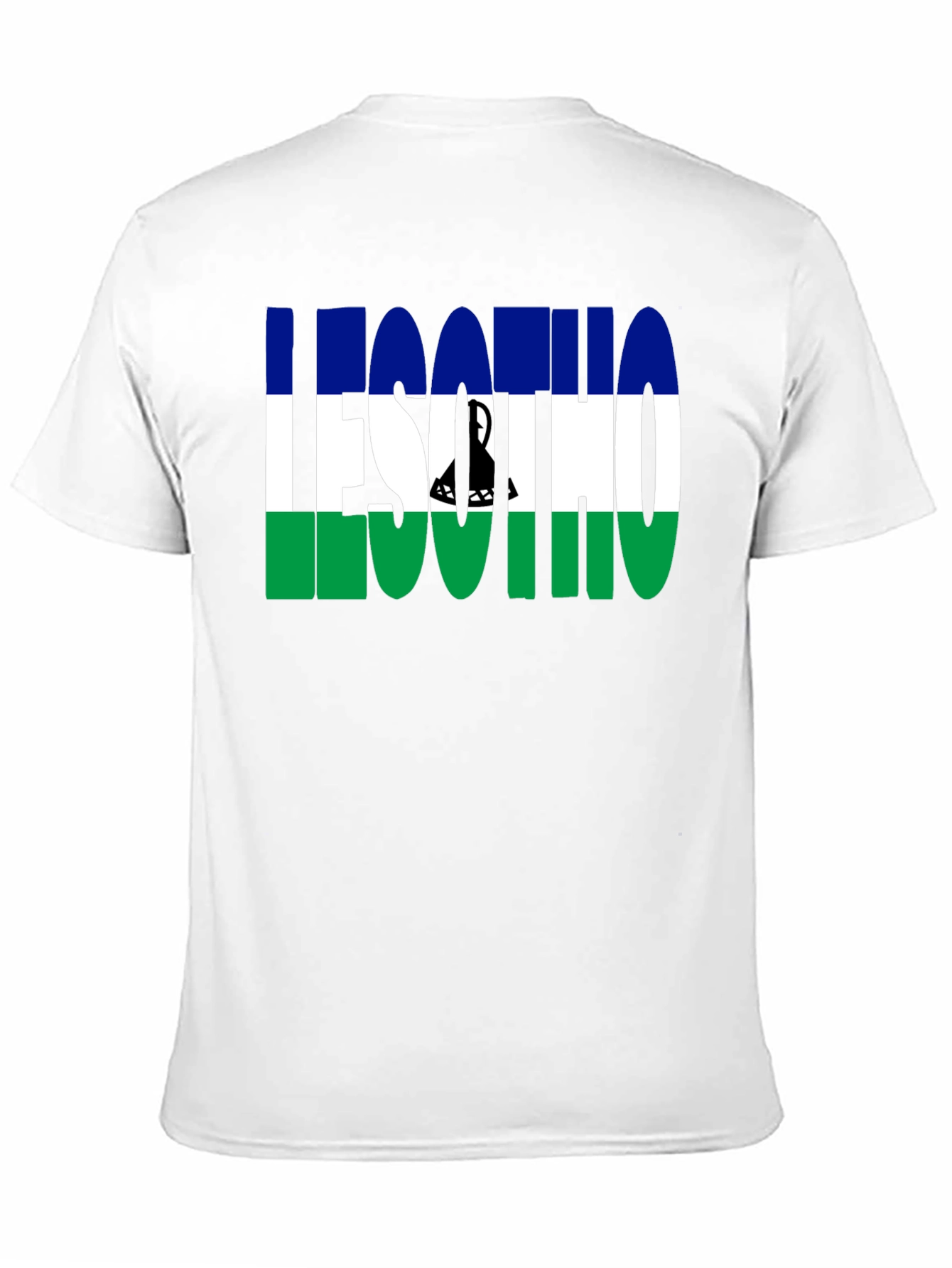 Lesotho Flag Graphic T-Shirt - Black Crew Neck Tee