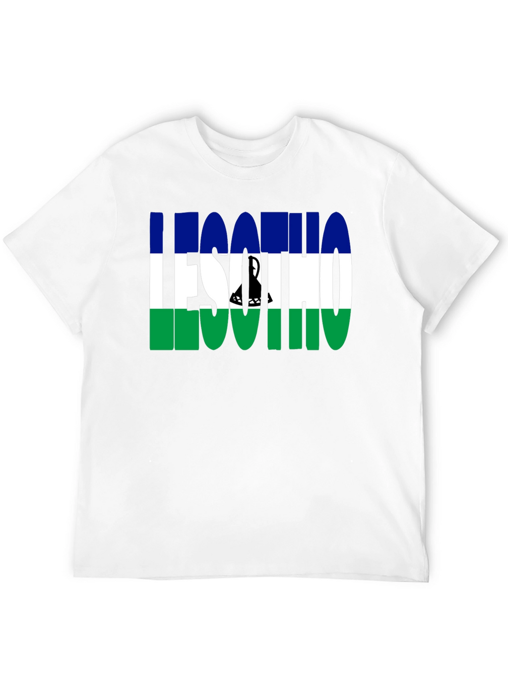 Lesotho Flag Graphic T-Shirt - Black Crew Neck Tee