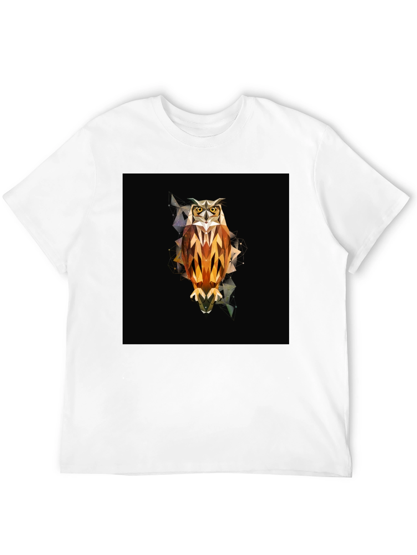 Geometric Owl Graphic Tee - Black