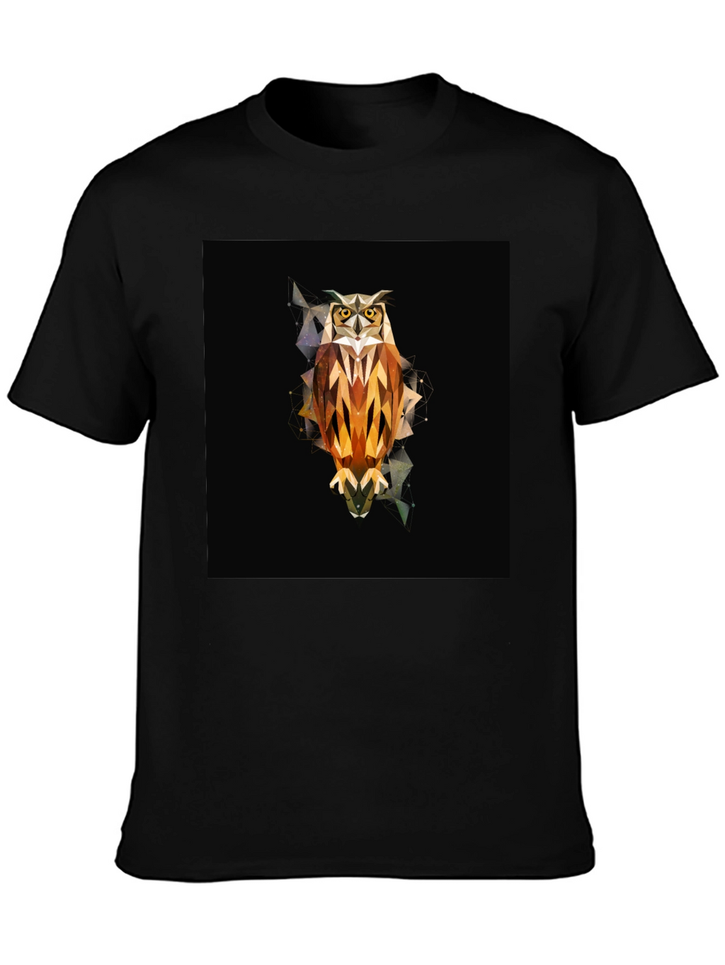 Geometric Owl Graphic Tee - Black