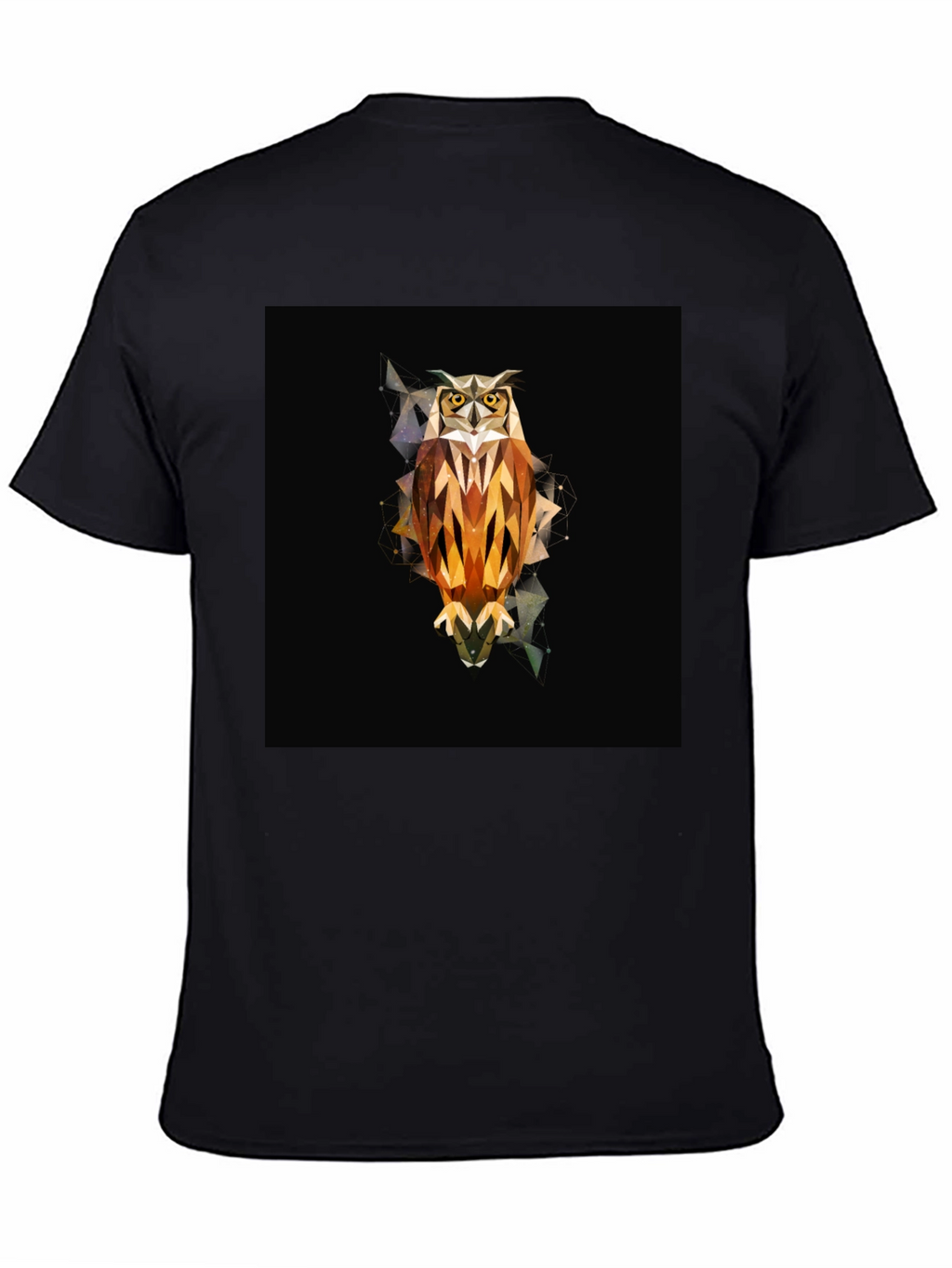 Geometric Owl Graphic Tee - Black